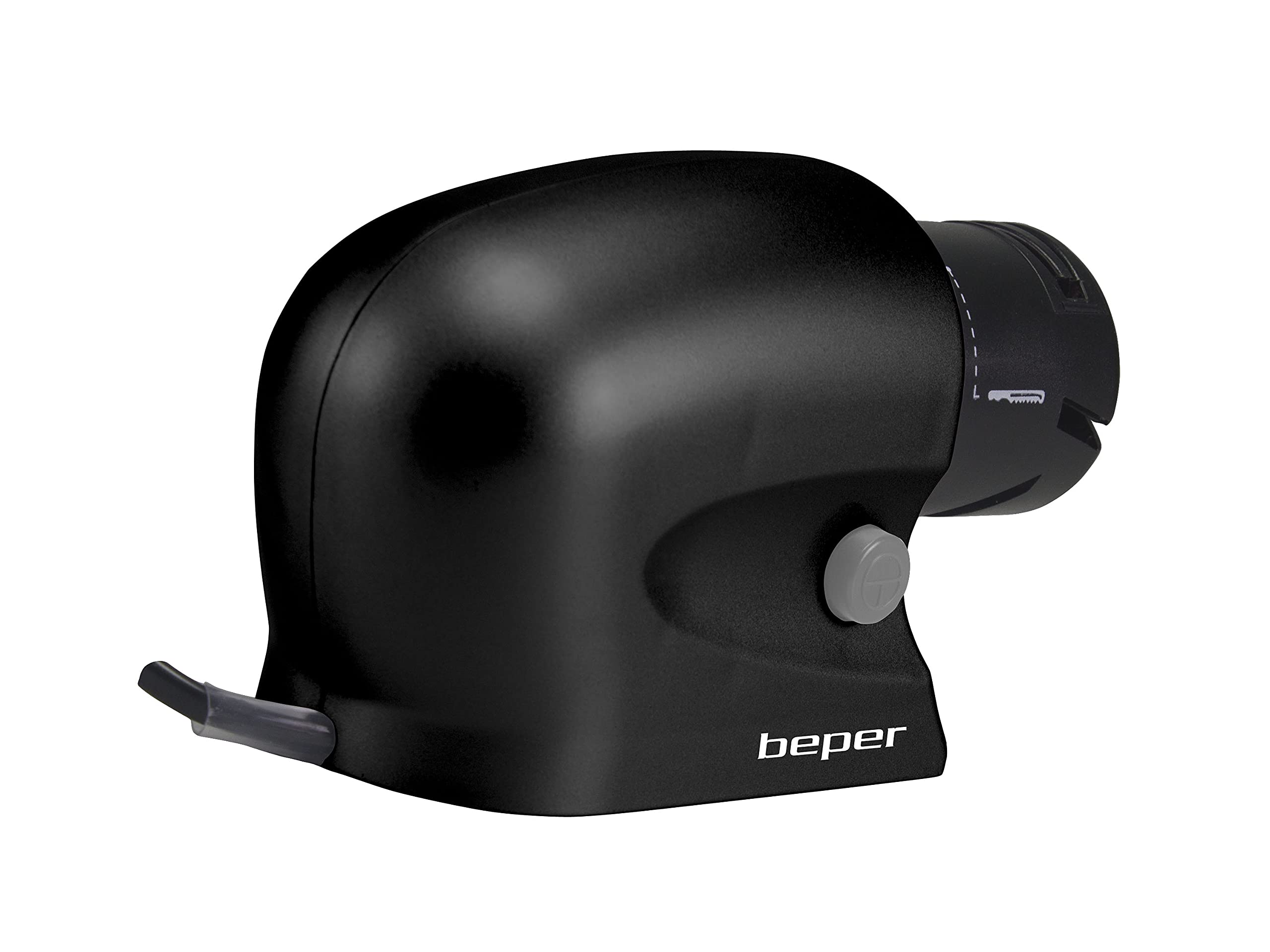 BEPER P102ACP001 Affilacoltelli elettrico Forbici, Cacciaviti, Lama Liscia, Seghettata, Pietra allumina,10W, Motore Performante, Base Antiscivolo, Avvolgicavo, Tasto ON/OFF, Nero