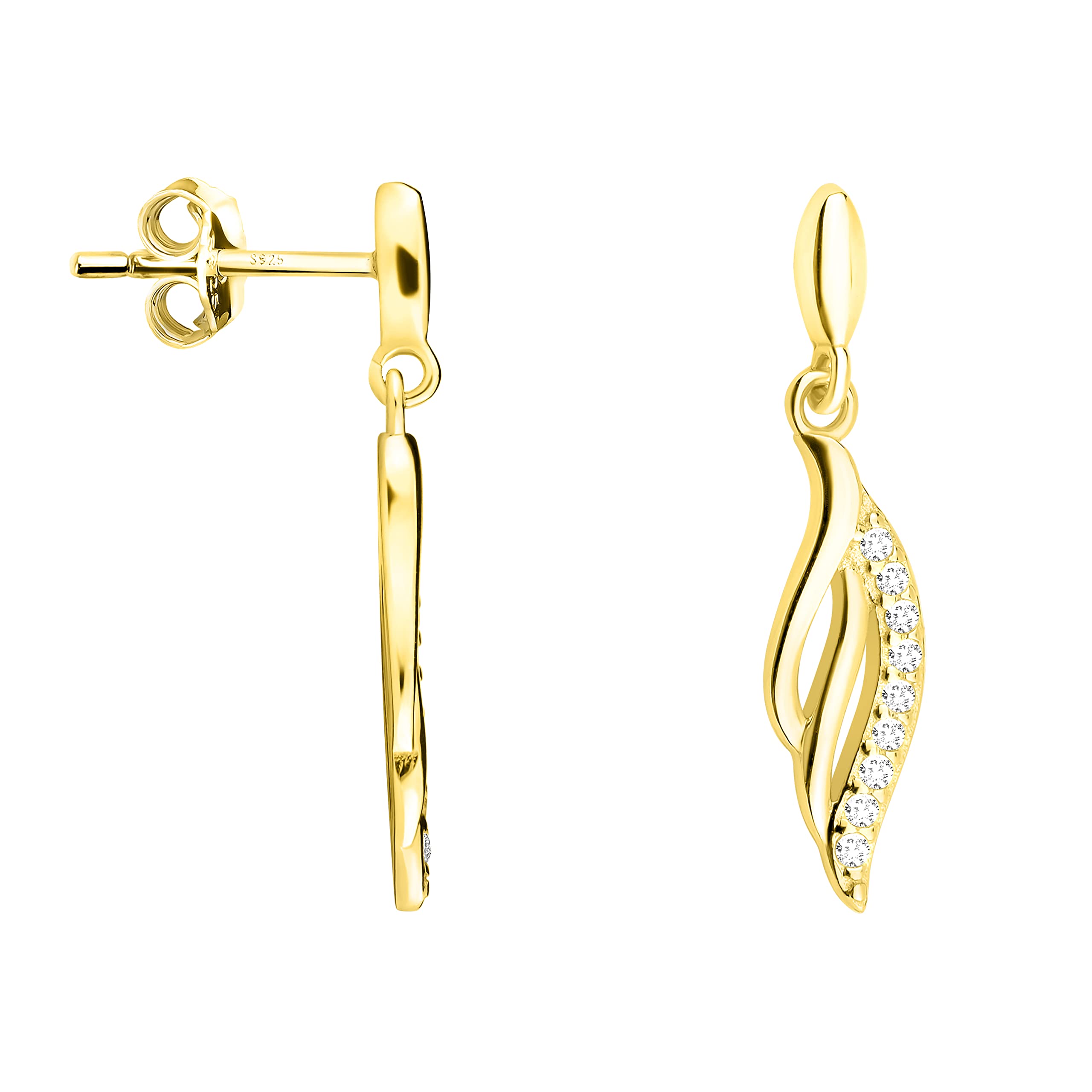 Sofia MilaniPendientes para Mujeres en Plata de Ley 925 - con Circonitas - Pendiente Colgante de Ala