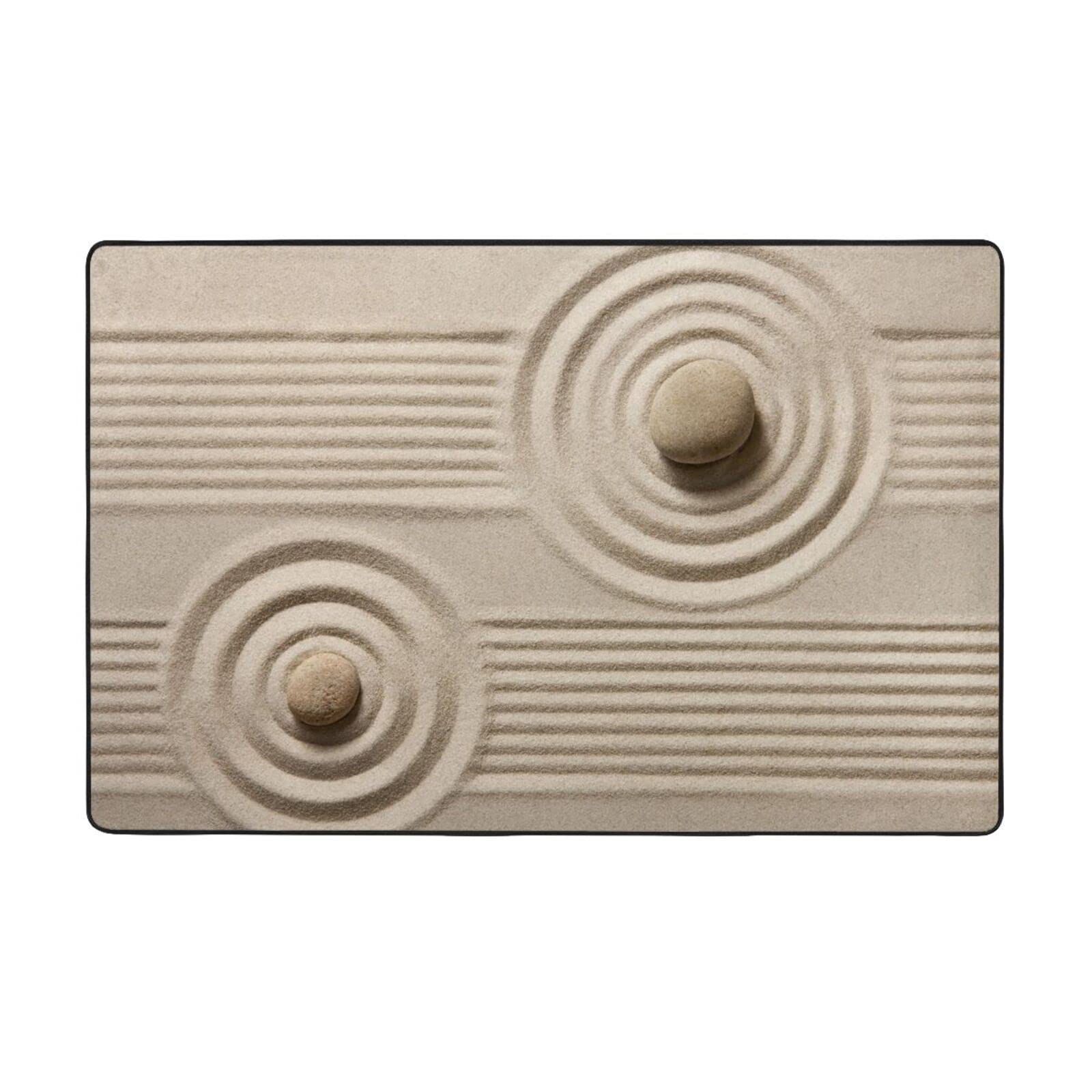 Tapis de sol durable doux Rocks Over a Rippled pour protéger le parquet d'un grand salon familial