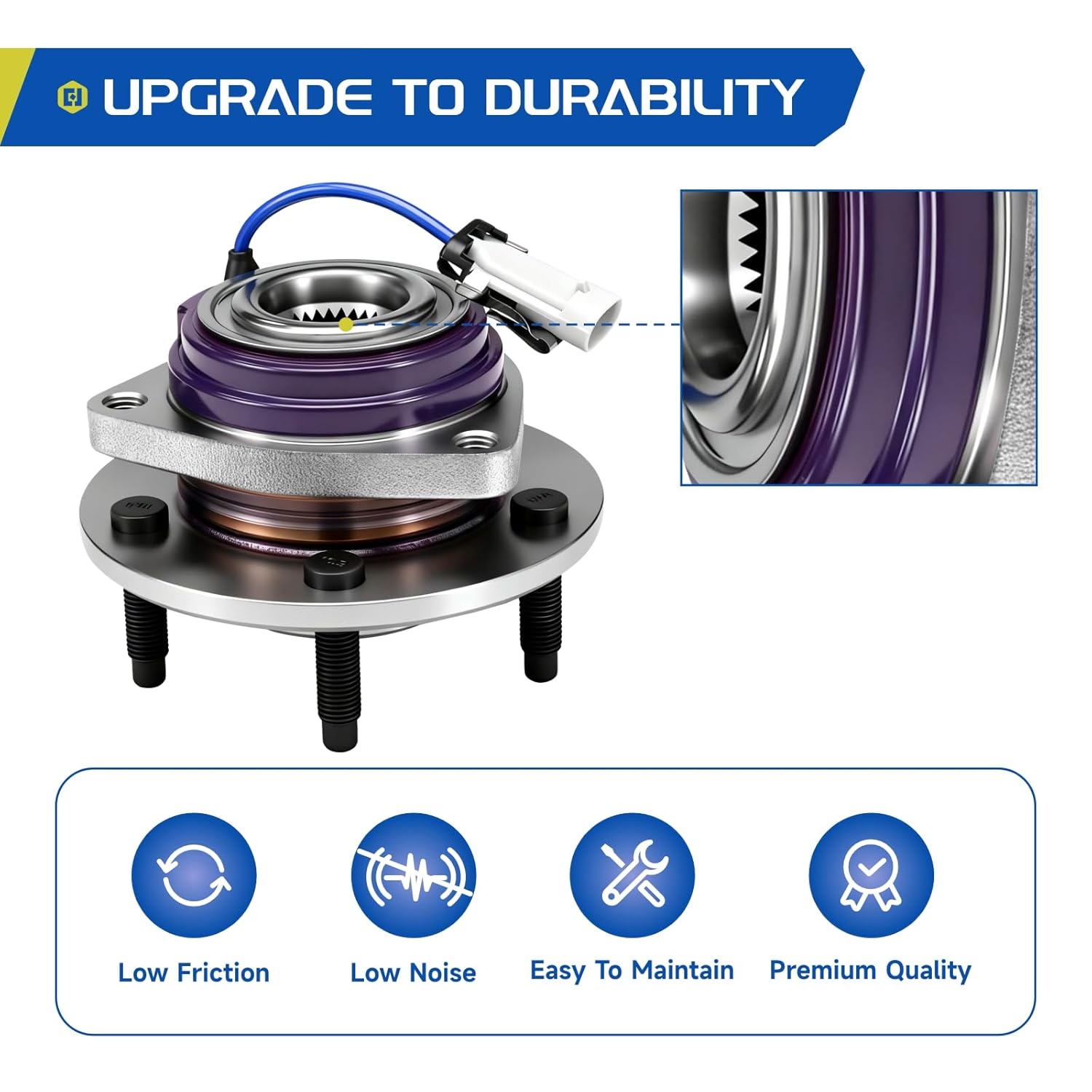 Vextone 513121 2pcs Front Wheel Bearing Hub Assembly for Cadillac DTS Eldorado Seville, Chevy Impala Monte Carlo, Buick Century, Pontiac Grand Prix Bonneville 5 Lug with ABS