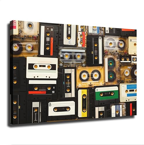 sjkda Póster de cintas de casete de audio retro, impresión en lienzo, moderno, oficina, hogar, dormitorio, decoración, regalo, decoración de pared