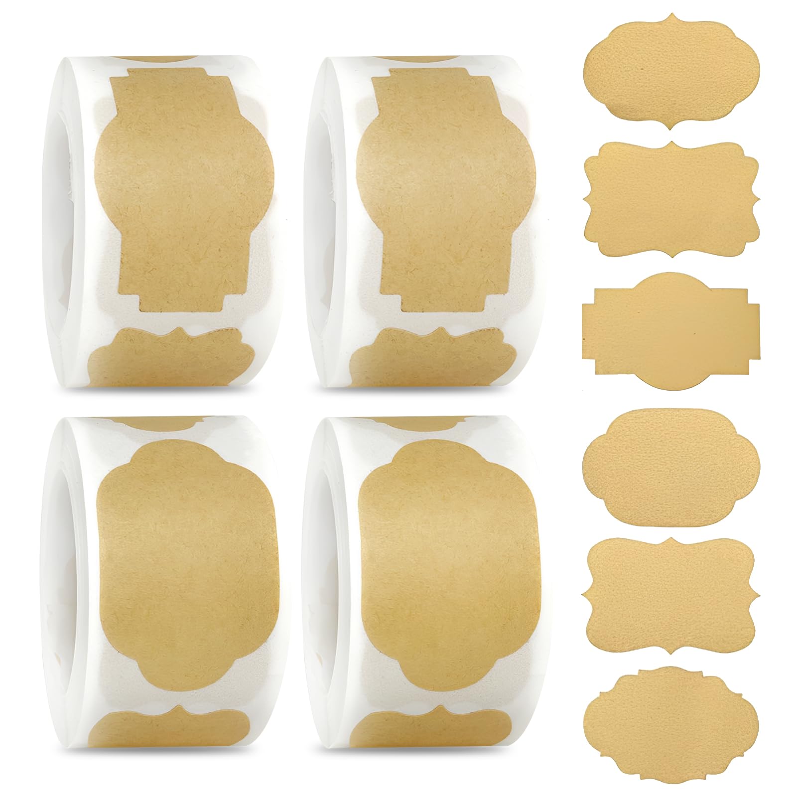 1000 PCS Gift Tag Stickers, 1.2"X 2" Self Adhesive Brown Sticky Labels for Presents, Blank Stickers, Removable Sticky Kraftpaper Label for Jars Jam Bottles Glass Food Storage