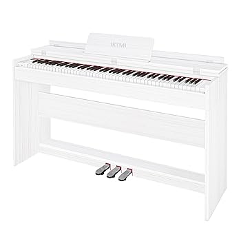 電子ピアノ木製　88鍵盤　ハンマーアクション　ペダル付き　MIDI対応　ベージュ Amazon | IKTMI 電子ピアノ ハンマーアクション 88鍵盤 木製