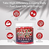 Vista 6 de Gomitas de monohidrato de creatina, 5000 mg para mujeres y hombres, suplemento preentrenamiento con magnesio, zinc y taurina, sabor a fresa, aumenta