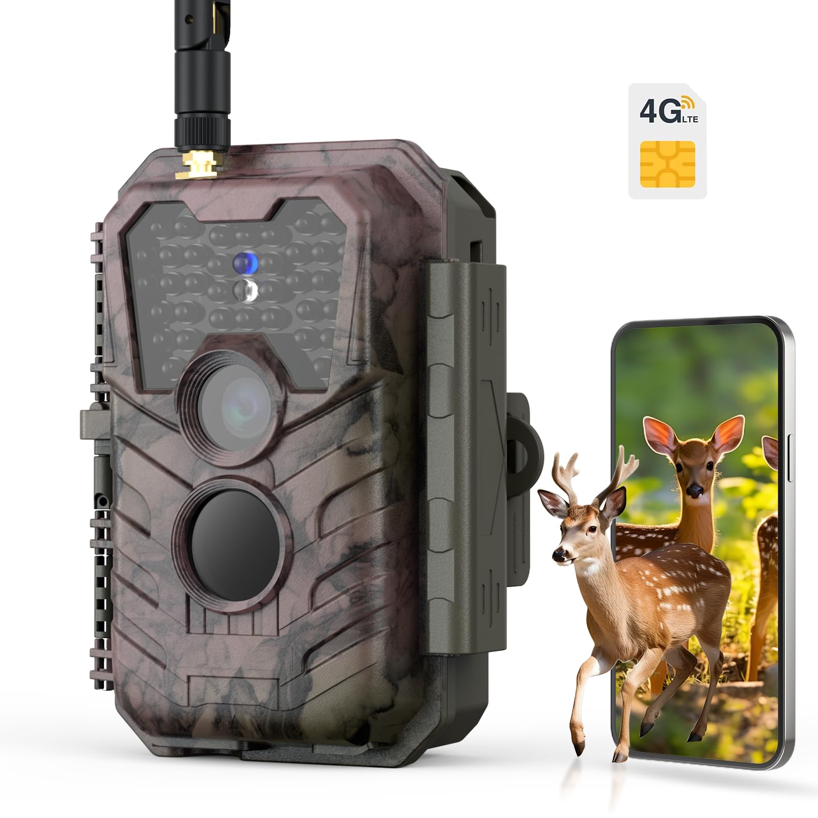 Meidase S600 4G LTE Wildtierkamera 48MP 1296P 25m Nachtsicht IP66 Wassergeschützt Bewegungserkennung