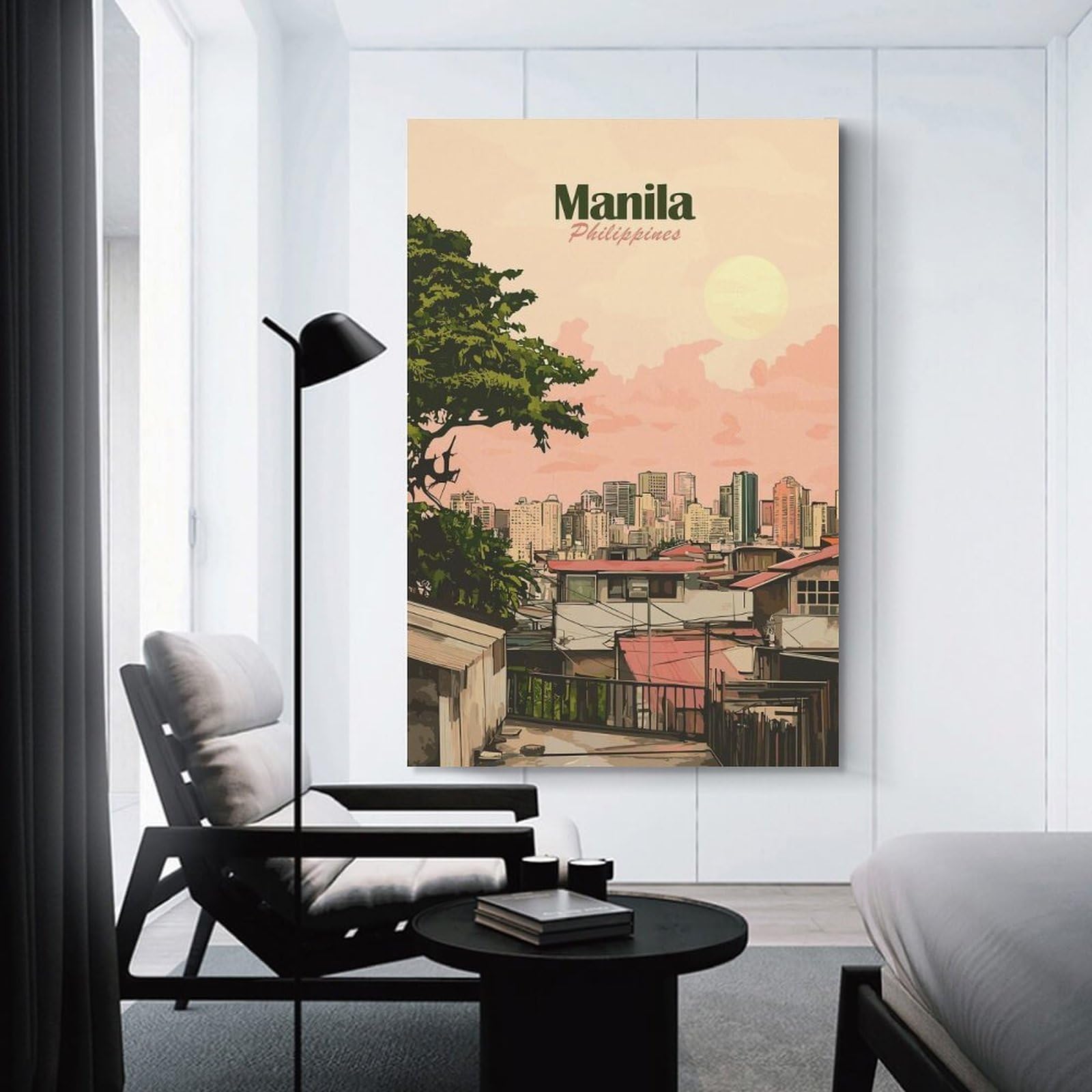 Junmoney Manila Philippines Cityscape Art Decorative Canvas Print, 12x18inch(30x45cm), for Hallway, Bedroom Or Modern Interiors, Gift Idea for Housewarming And Birthdays
