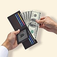 Vista 36 de Carteras RFID delgadas para hombres - Cartera de bolsillo frontal de piel genuina Marrón vintage