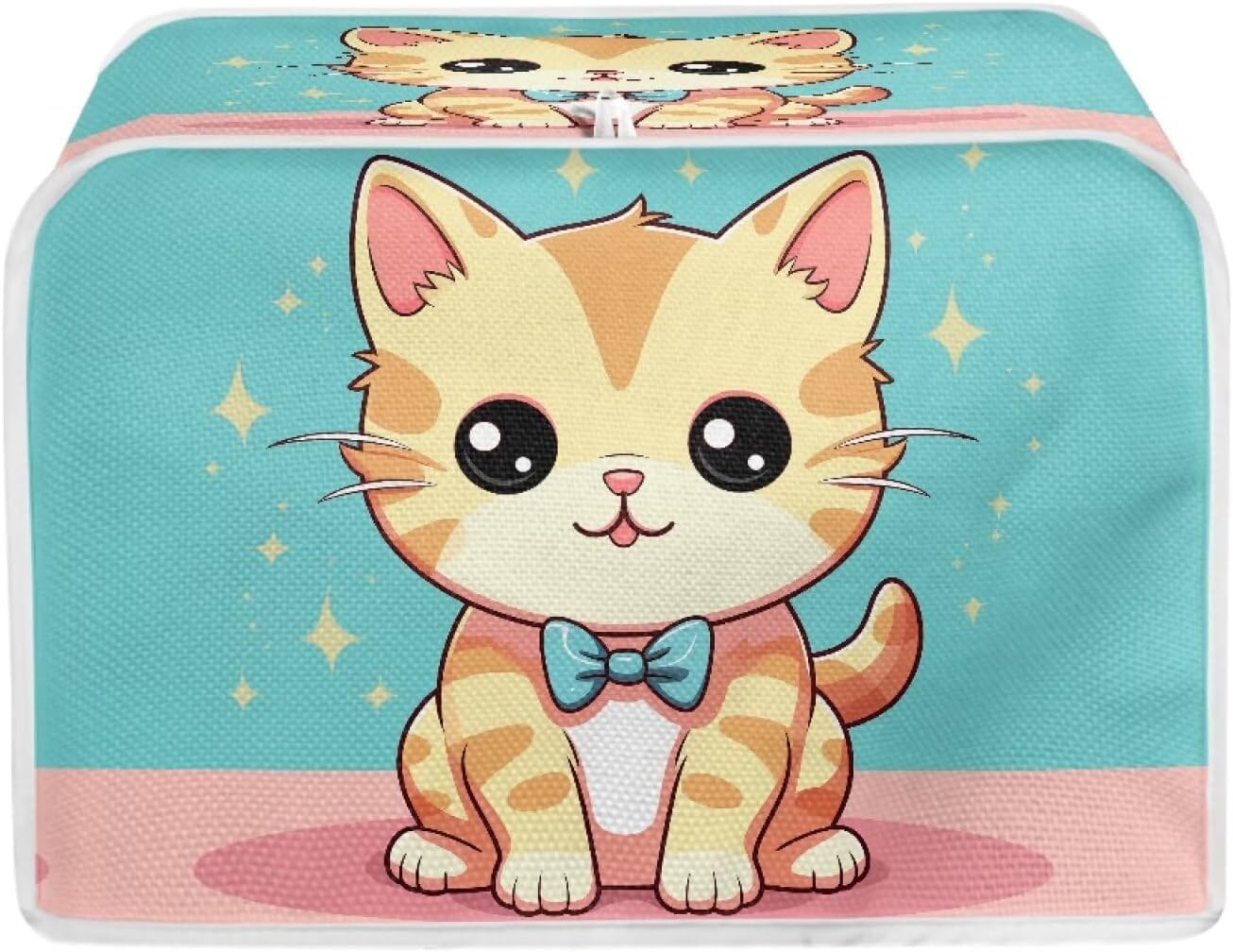 Cartoon Cat Universal Toaster Cozy Toaster Protector Adjustable Top Hook & Dustproof Quilted Fabric for Small Kitchen Appliances (Multicolor)