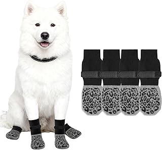 滑り止め犬 4本セット 脱げない マジックテープ付き 柔らかな 通気性に優れ 伸縮性ある 防寒 介護 足舐め防止 靴下 ペット用 ソックス セット犬用レッグウォーマー 足カバー 肉球保護 ケガ予室内 室外 足音軽減（XS）