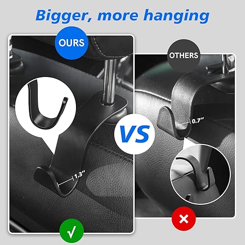 Miniatura 5 de Gancho para reposacabezas de asiento de automóvil, paquete de 4 ganchos de almacenamiento para reposacabezas de automóvil, organizador universal