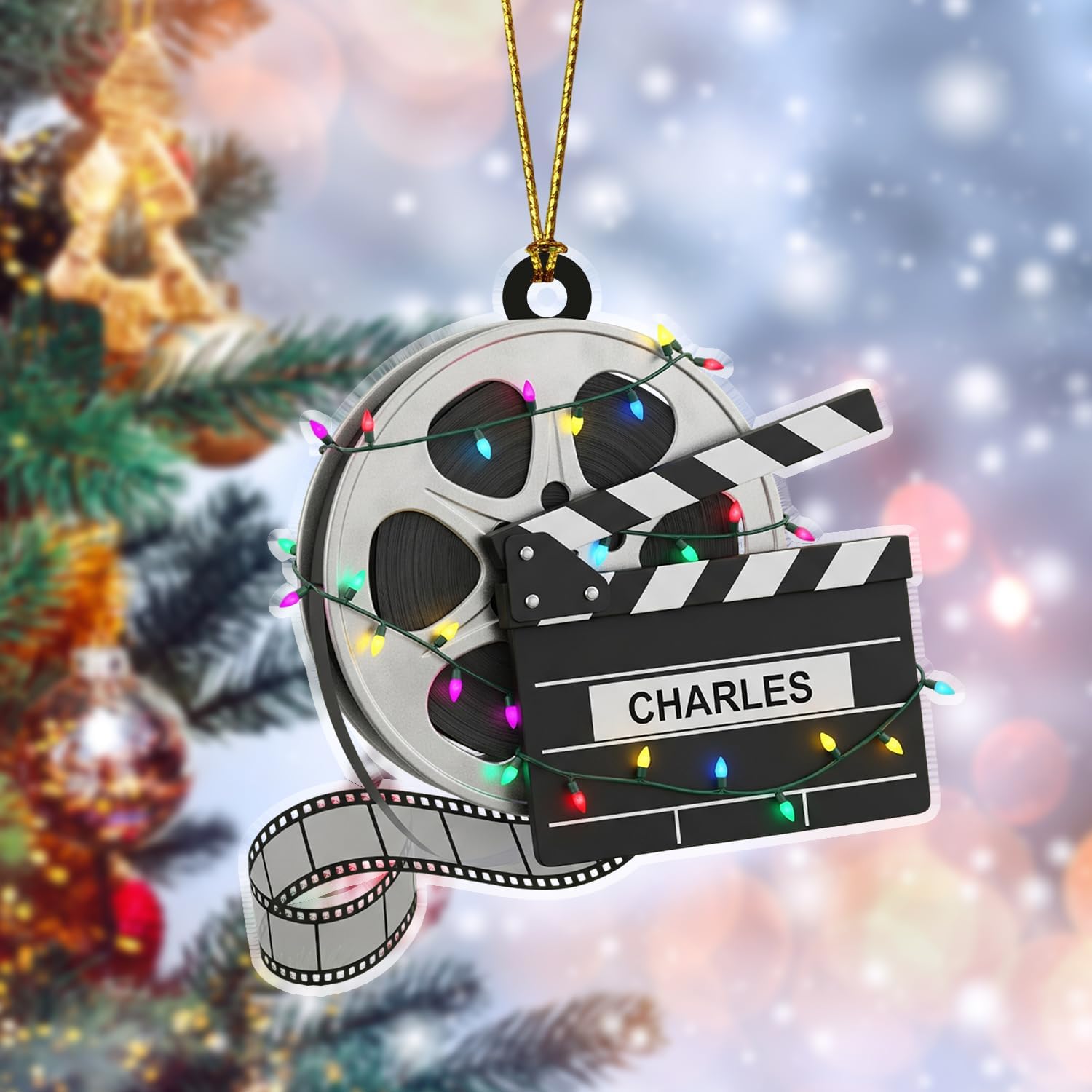 Adorno personalizado claqueta de película con luces