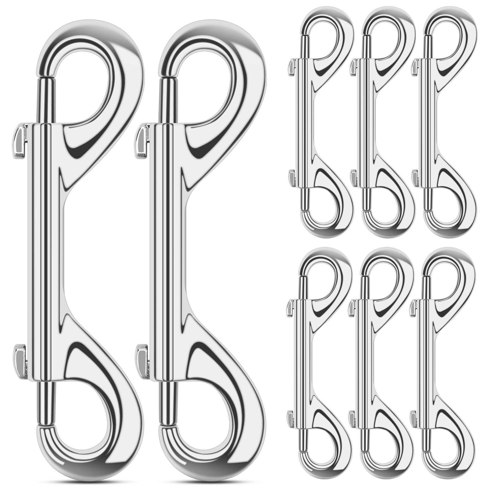 ERKOON 3.5 inch Double Ended snap Hooks,110lbs Metal Clips Load Capacity Zinc Alloy Double Sided Clips Heavy Duty Trigger Snap for Dogs Leashes/Water Bucket/Horse Feed/Hammocks Bolt snap (8)