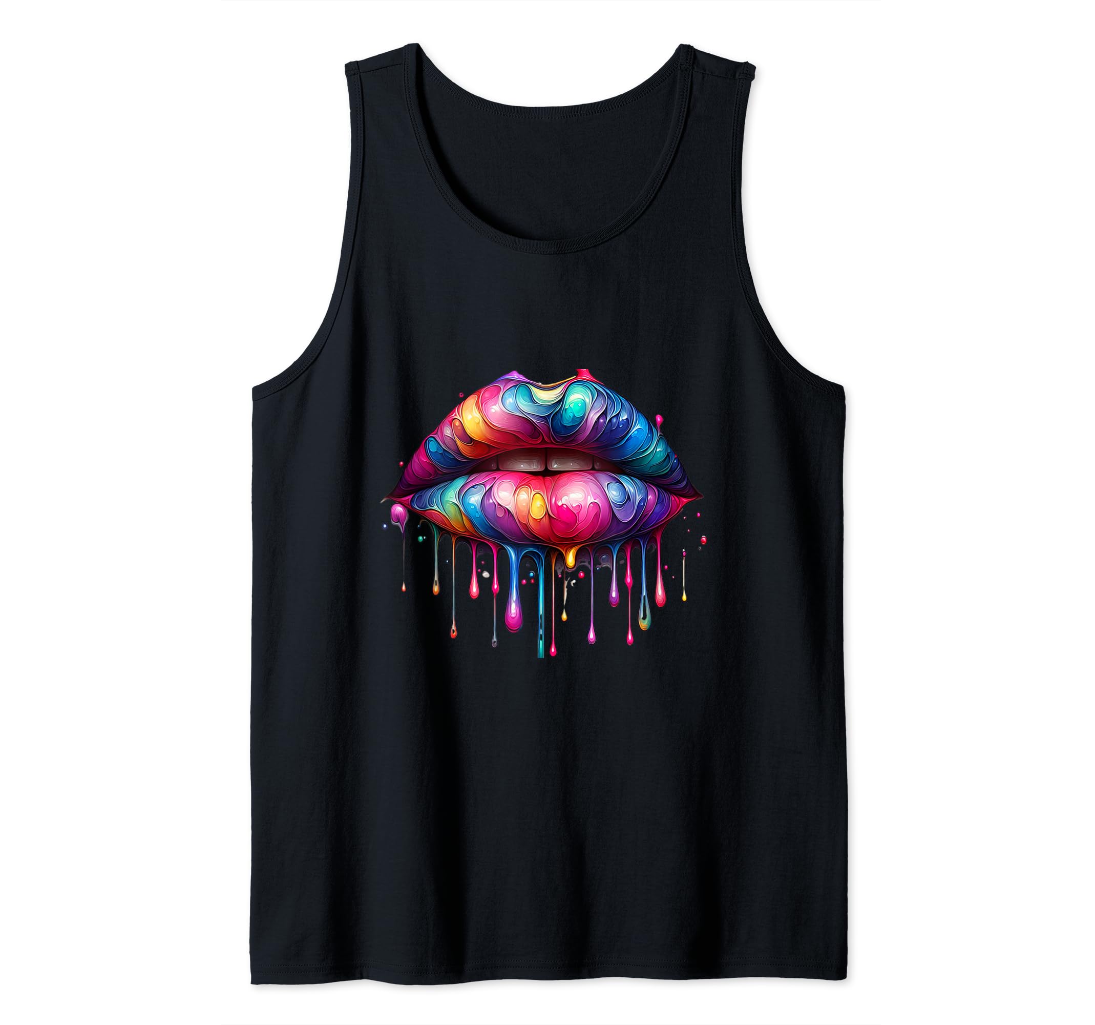 Women Colorful Cute Lips Heavy Design Tank Top