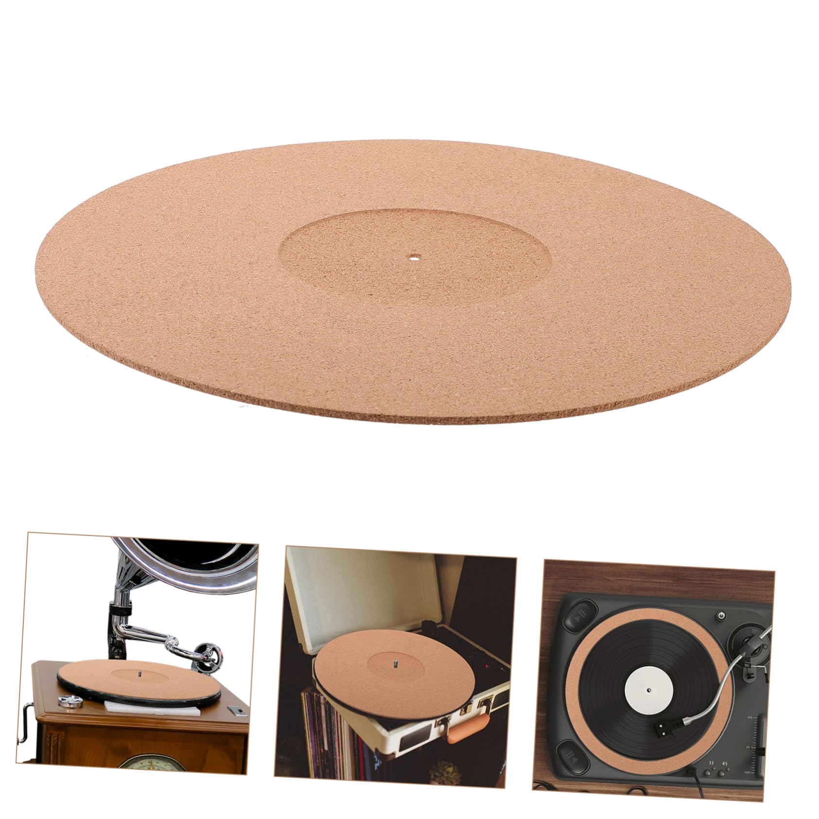 HEMOTON Turntable Accessory Cork Record Player Mat Slipmat for Vinyl Record Player Protective Record Pad