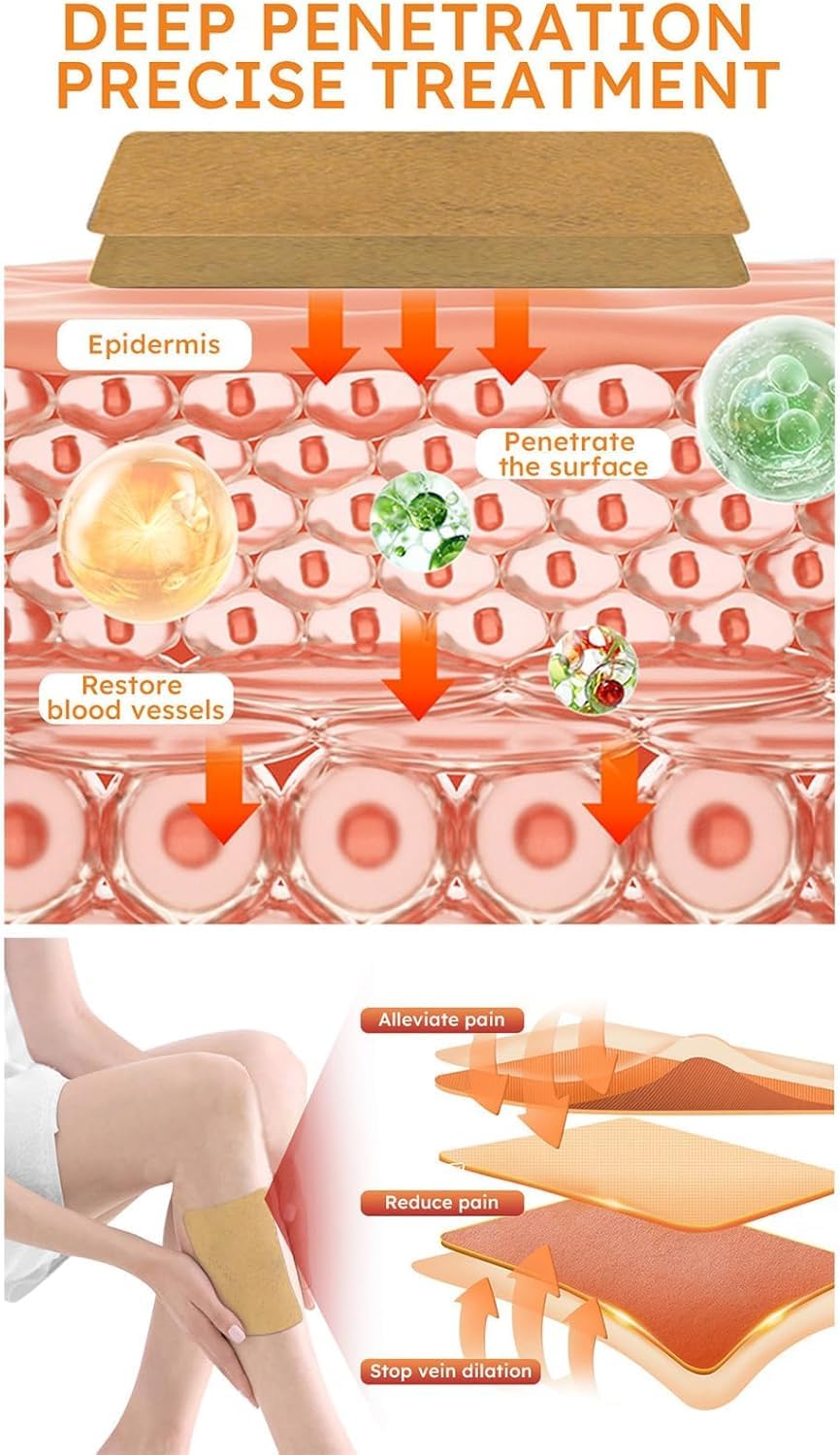 Kurkuma Krampfadern Patches, Krampfadern Patch Linderung, natürliche Linderung von Krampfadern in Beinen und Spinnen, stärkt die Kapillargesundheit und verbessert die Durchblutung (3 Box)