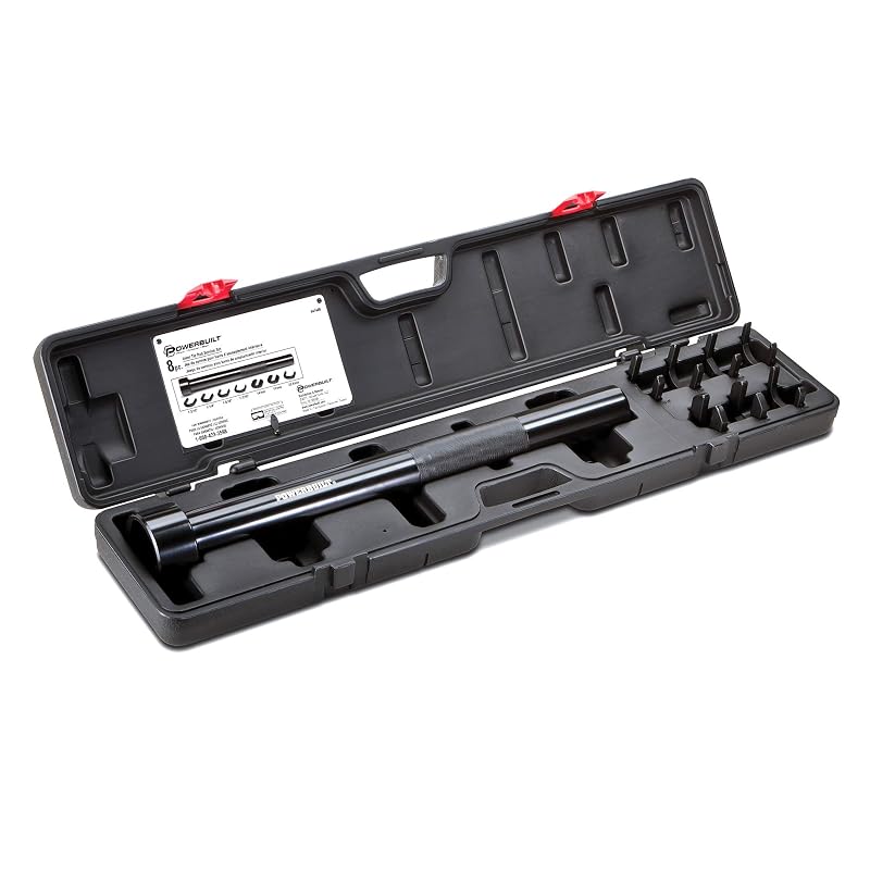 Kit de ferramentas para pivôs internos Powerbuilt 641449 com soquetes crowfoot, barra extensora e estojo, 8 peças