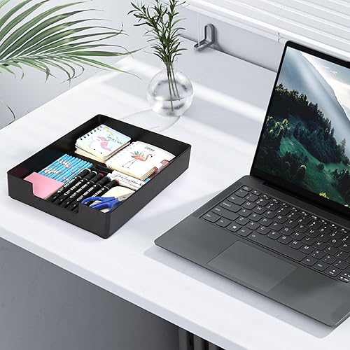 Miniatura 3 de Juego de 4 bandejas de escritorio apilables de plástico tamaño A4, organización y almacenamiento de oficina, organizadores de archivos de escritorio