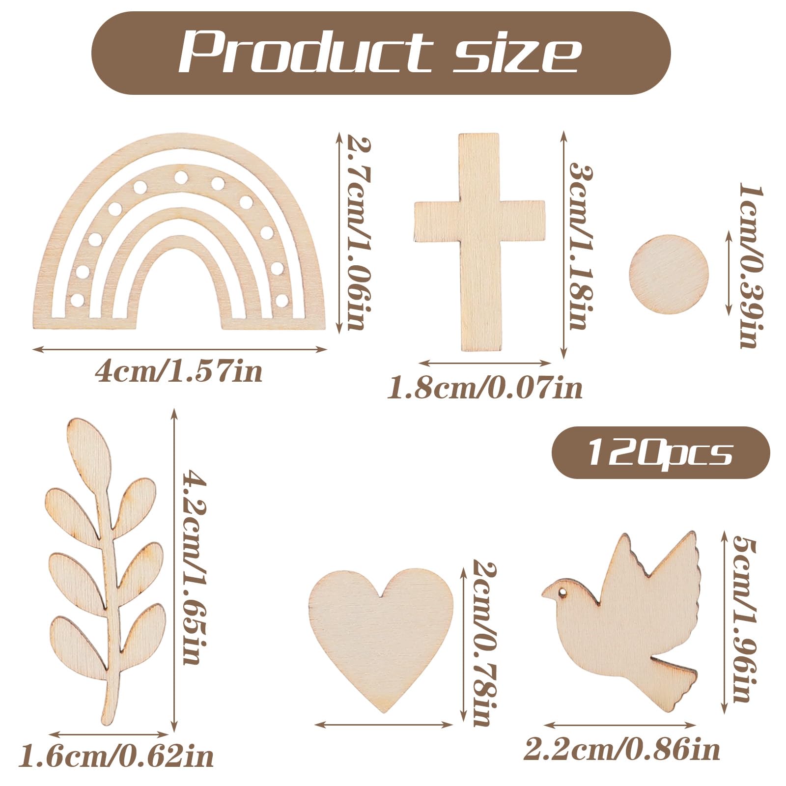Lot de 120 cœurs en bois arc-en-ciel pour décoration de table de baptême garçon et fille pour confirmation, communion, confirmation, fête prénatale, décoration de baptême