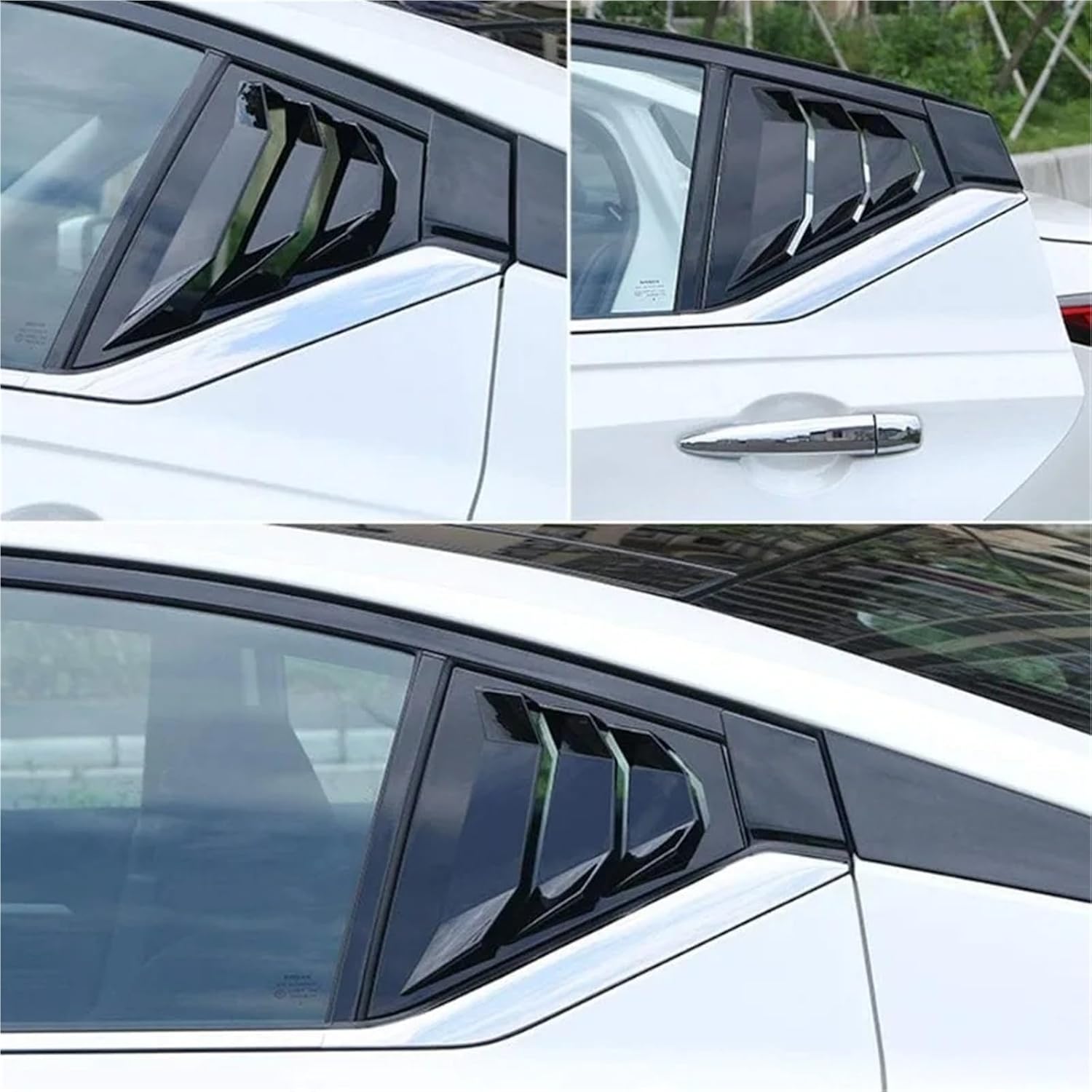 Racing Style ABS Rear Side Window Louvers Air Vent Scoop Shades Cover Blinds Compatible with Altima 2019-2024(Bright Black)
