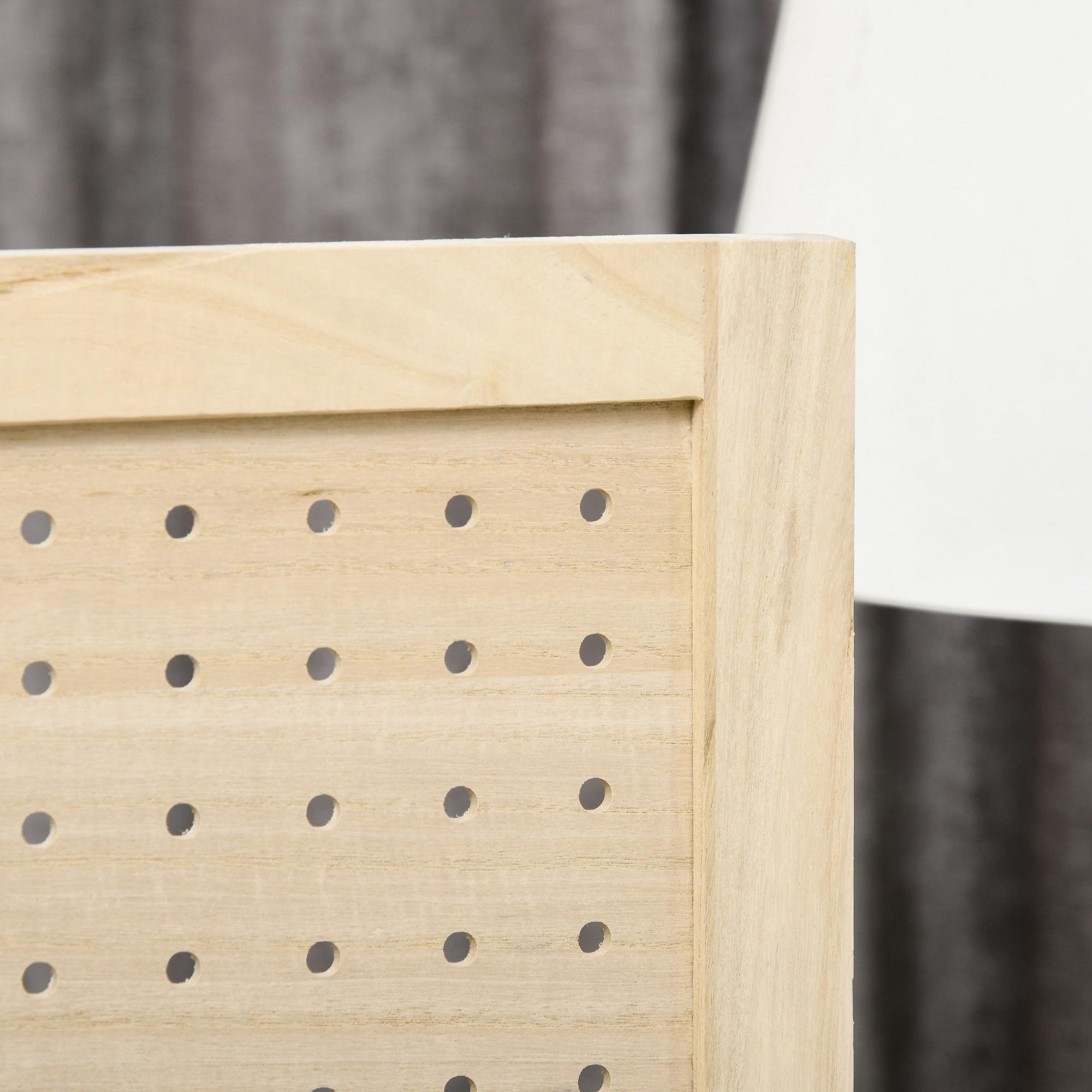 HOMCOM Paravent Intérieur en Bois 4 Panneaux 152 x 144,5 cm Bois Naturel | Panneau Perforé, Séparateur de Pièce Pliable, pour Salon, Chambre à Coucher, Maison