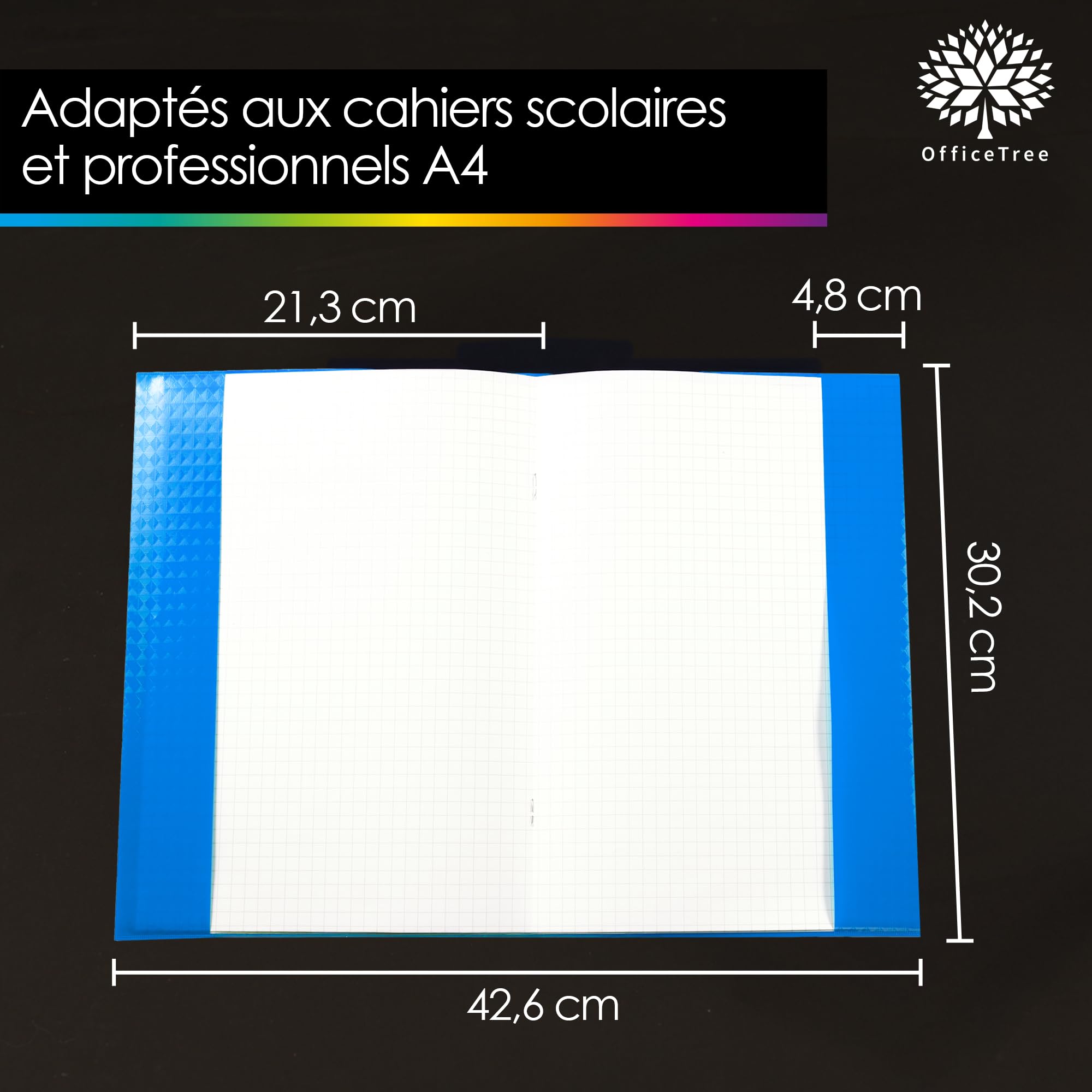 Image secondaire de Pack de 25 Protège-Cahiers A4 Colorés OfficeTree - Protection Raphia