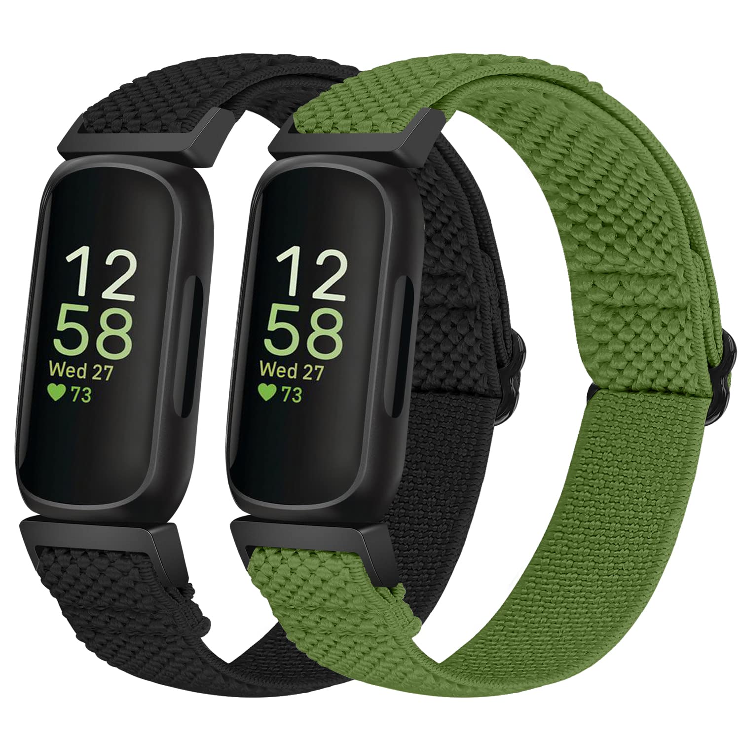 Tiptops Elastische Nylonbänder Kompatibel mit Fitbit Inspire 3/Inspire 2/Inspire/Inspire HR/Ace 3/Ace 2 Frauen Männer Kinder, Verstellbare Atmungsaktive Nylon Ersatz Solo Loop Armbänder （2 Pack）