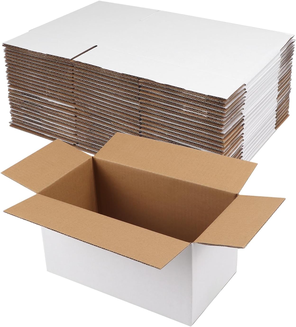 Hoikwo 11x6x6 Shipping Boxes Set of 25, White Corrugated Cardboard Box for Small Business for Packaging Mailing