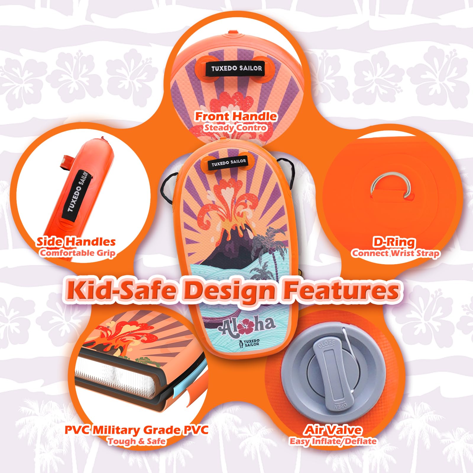 Tuxedo Sailor Tavola bodyboard Gonfiabile Tavola da Surf Gonfiabile Body Board per Bambini e Adulti Tavola da Nuoto per Principianti ed Esperti
