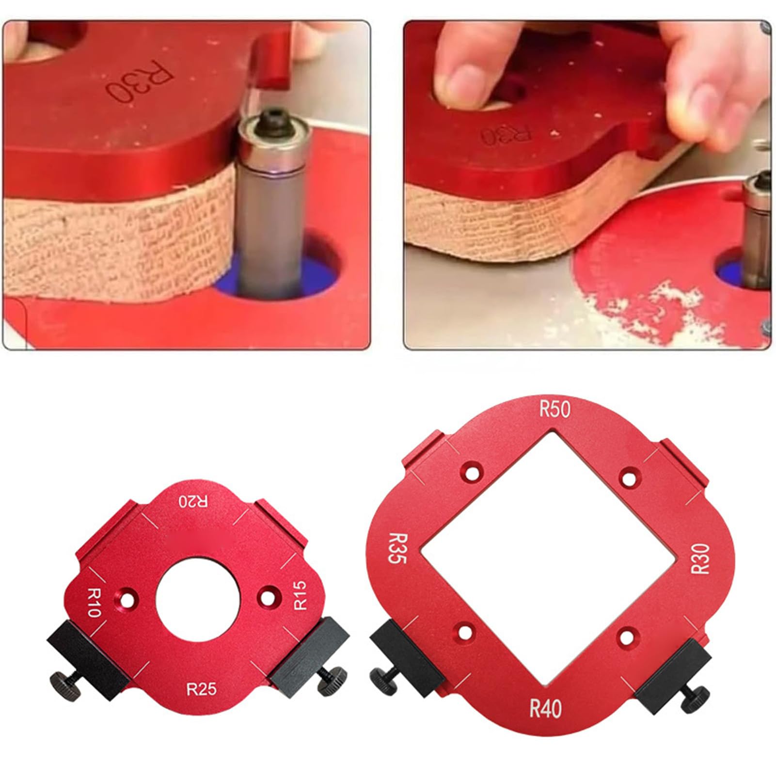 Modelli di Fresatura per Raggio, Set 2 Pezzi Modello di Fresa per Raggio Angolare in Lega di Alluminio, Modelli di Punta per Fresa 4 in 1, R30 R35 R40 R50 R10 R15 R20 R25