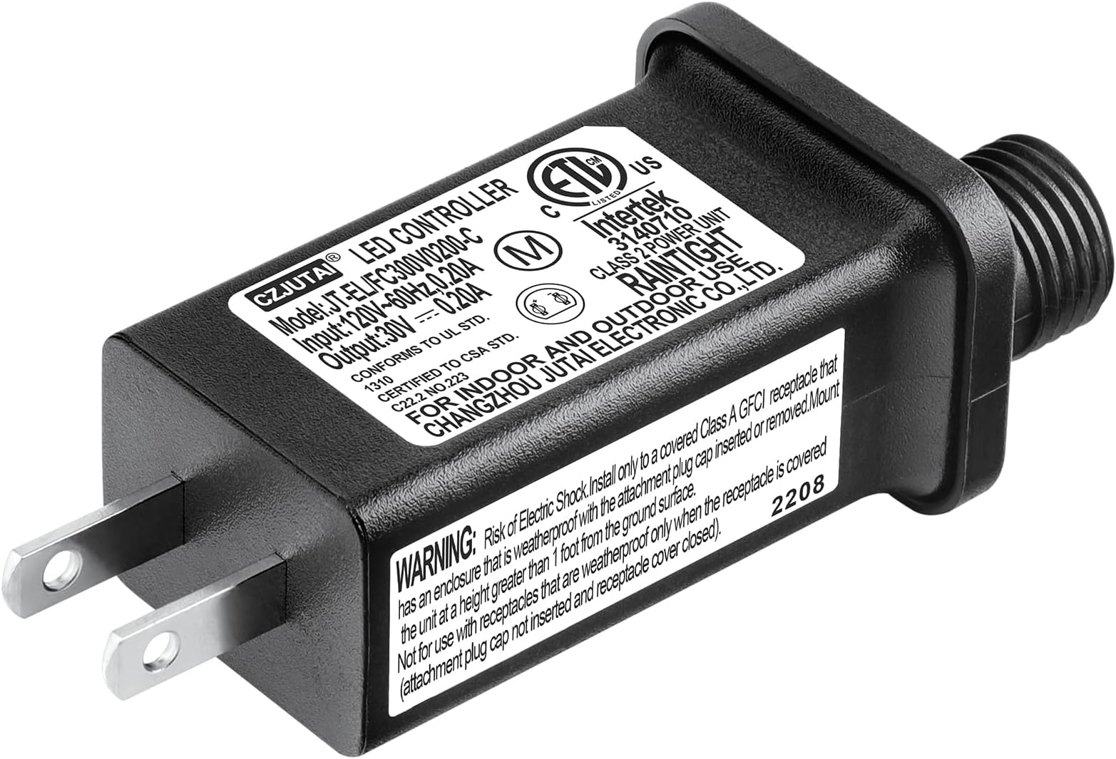 CJP-Geek 30V LED Controller With 8 Modes, JT-EL/FC300V0200-C Class 2 Power Supply Multifunctional Transformer, Low Voltage US Plug Compatible With Light (30v 0.2a)