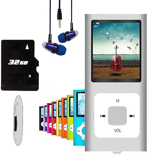 Hotechs - Reproductor de MP3 MP4, reproductor de música MP3 con tarjeta SD de 32 GB Slim Classic Digital LCD pantalla de 1.82 pulgadas, mini puerto