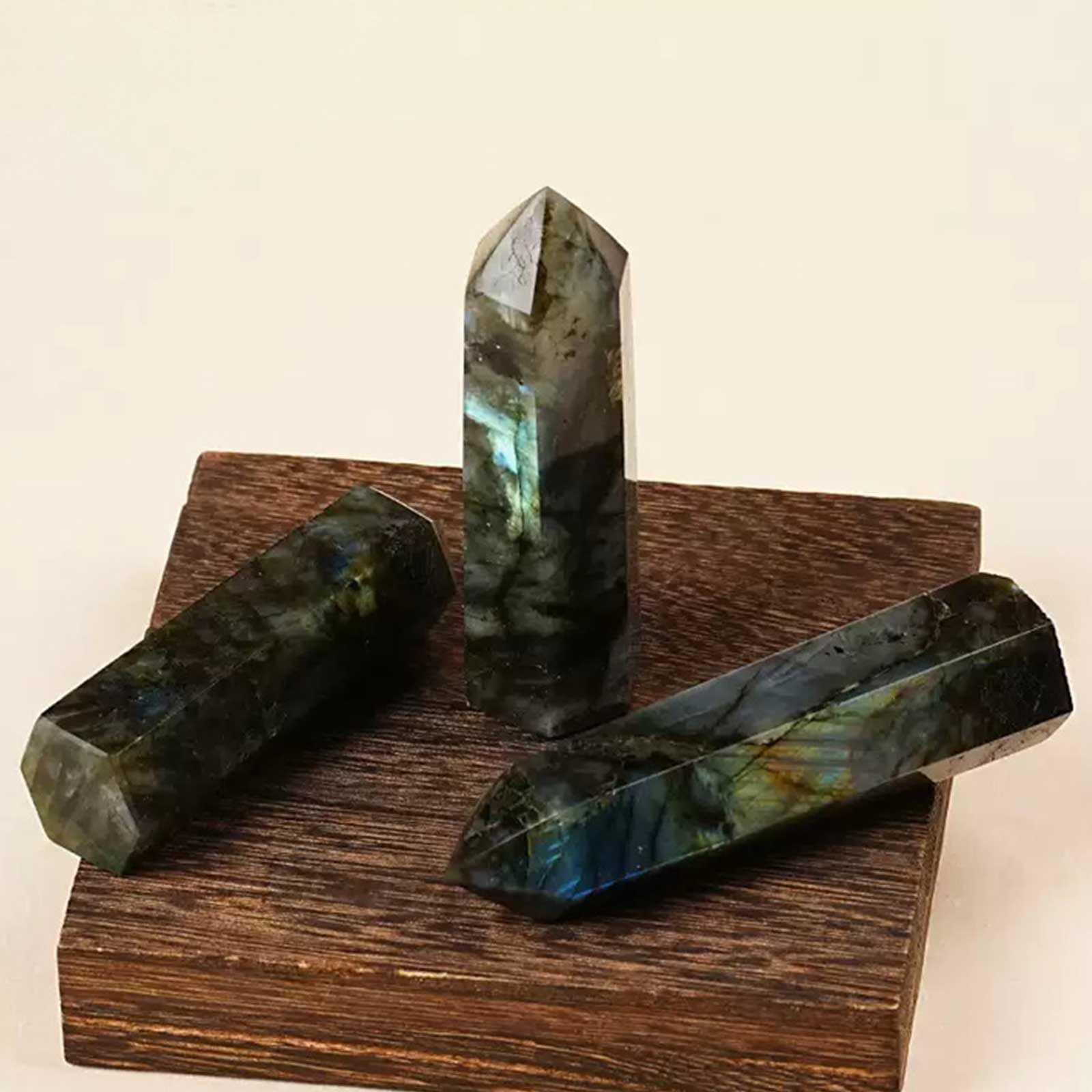 3 Pezzi di Bacchette di Pietra di Luna Grigia Torri di Cristallo | Pietra curativa naturale appuntita Reiki levigata Energia Meditazione Chakra Decorazione per la casa Regalo