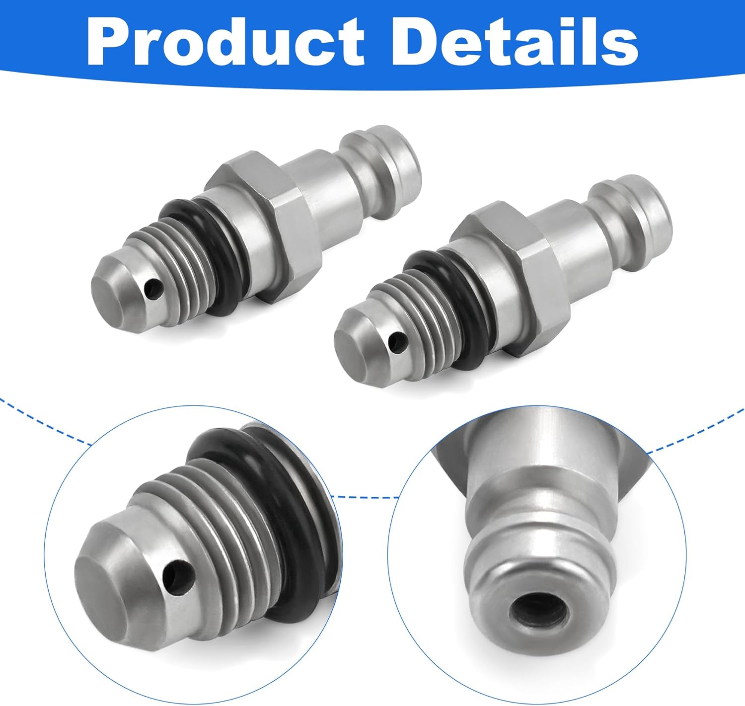 2 Pack - Bleeder Fitting Kit for SeaStar Front Mount Cylinders – 3/8" Compression 9/16-24 Thread