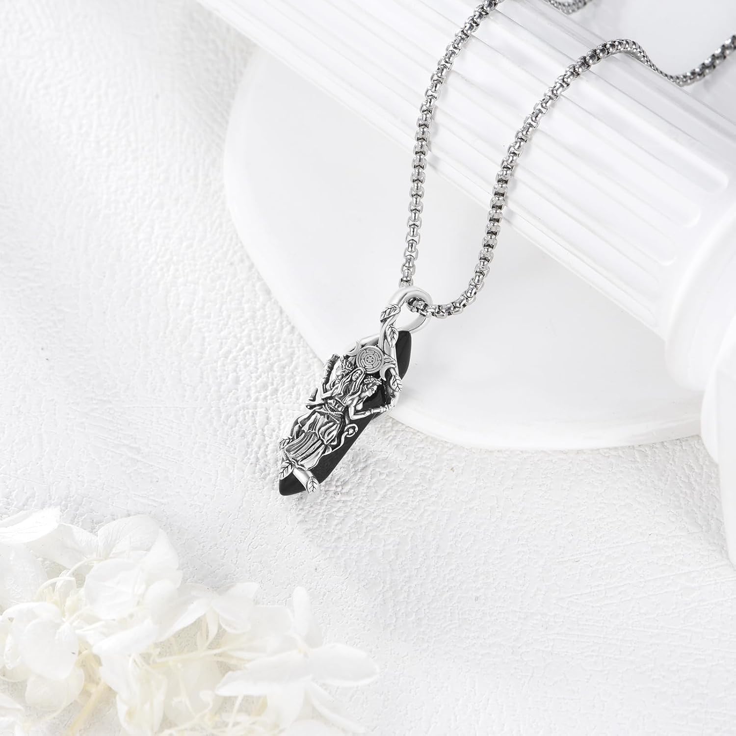 Hecate Necklace Sterling Silver Hekate Wheel Pendant Black Crystal Hecate Jewelry Hekate Gifts for Women - Image 4