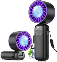 Handheld Portable Turbo Fan with Cooling Plate, Powerful 21000 RPM, 5000mAh Battery, Speed (1-120), Up to 22Hrs Cooling, 90°Foldable Rechargeable Mini Hand Held Fans for Travel/Outdoor/Home/Office