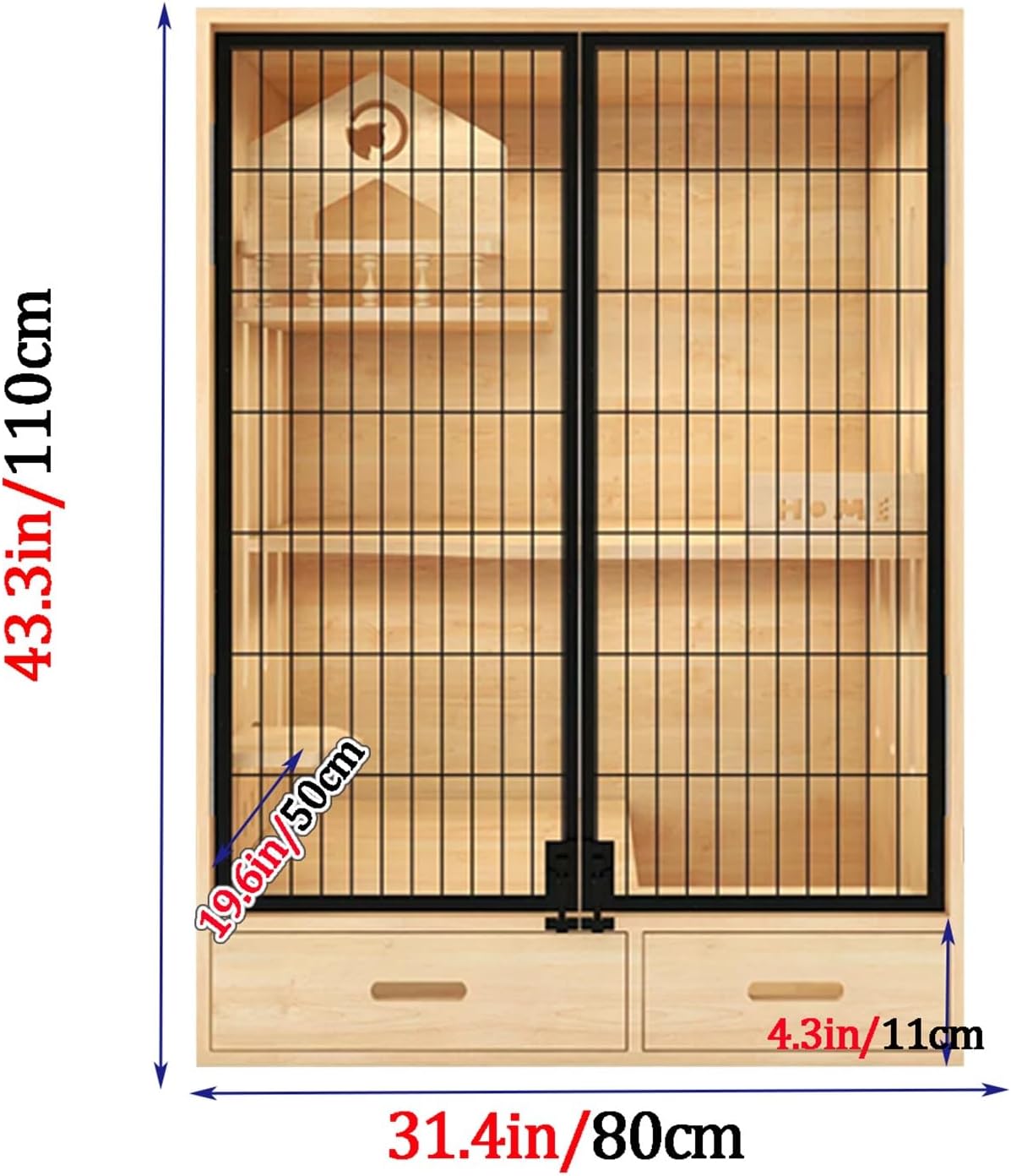 Cat Playpen, Indoor Cat Enclosures, Solid wood see-through Cat Cage, DIY multi-platform design, Breathable and not stuffy, Detachable(Wood colorE)