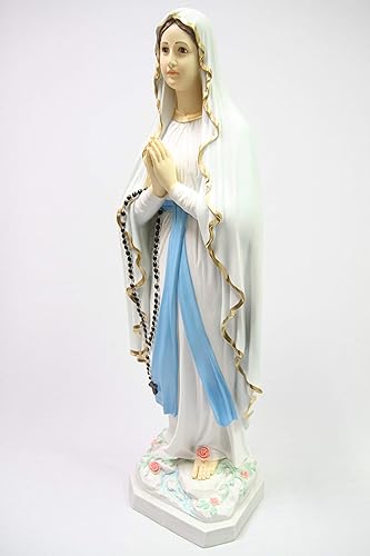 Miniatura 3 de Vittoria Collection Estatua de Virgen María de 32 pulgadas de Nuestra Señora de Lourdes hecha en Italia para jardín interior y exterior