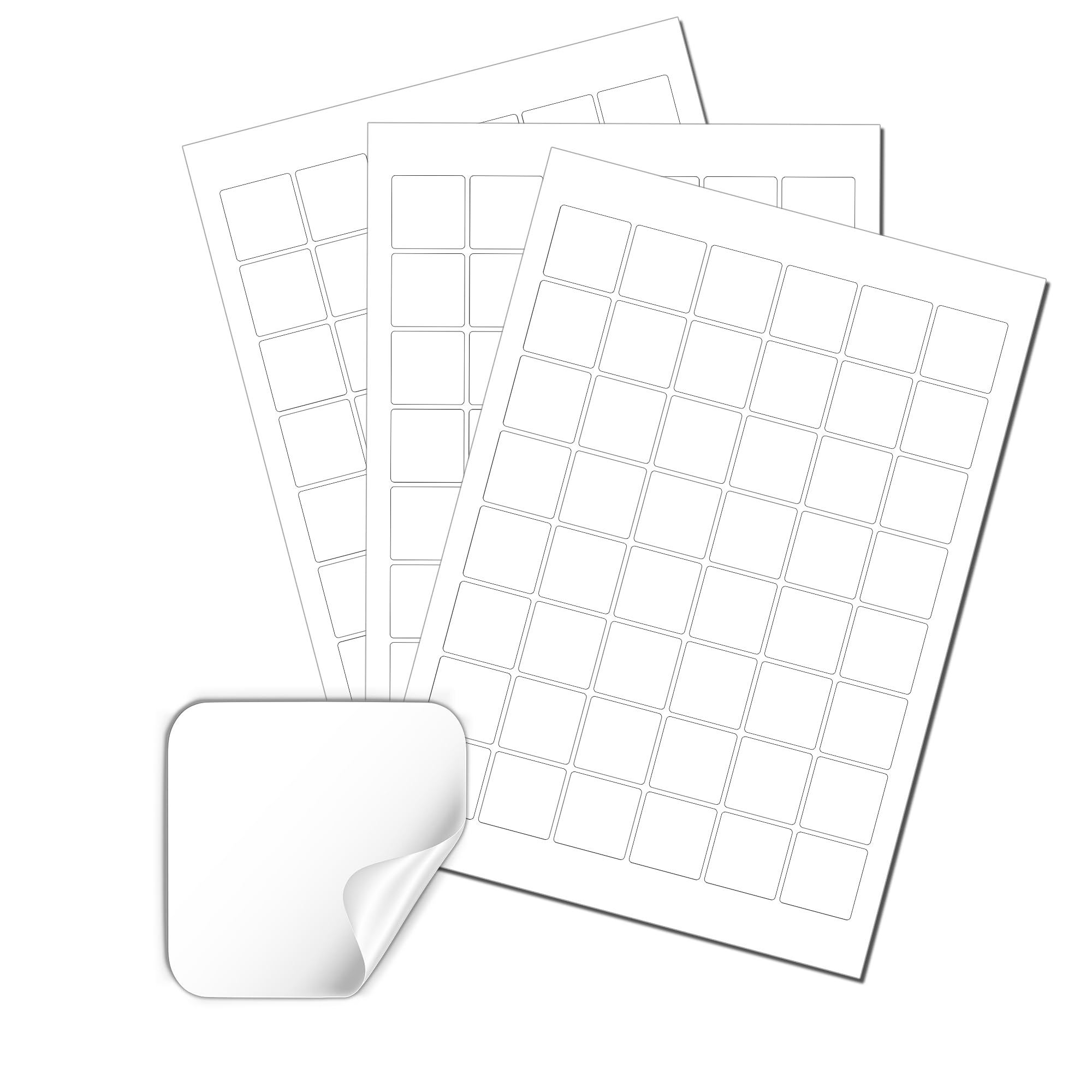 Blank 30mm Square Labels - 48 Per Sheet, Matt White Self-Adhesive Stickers, Printable with Laser or Inkjet Printer (10 Sheets)