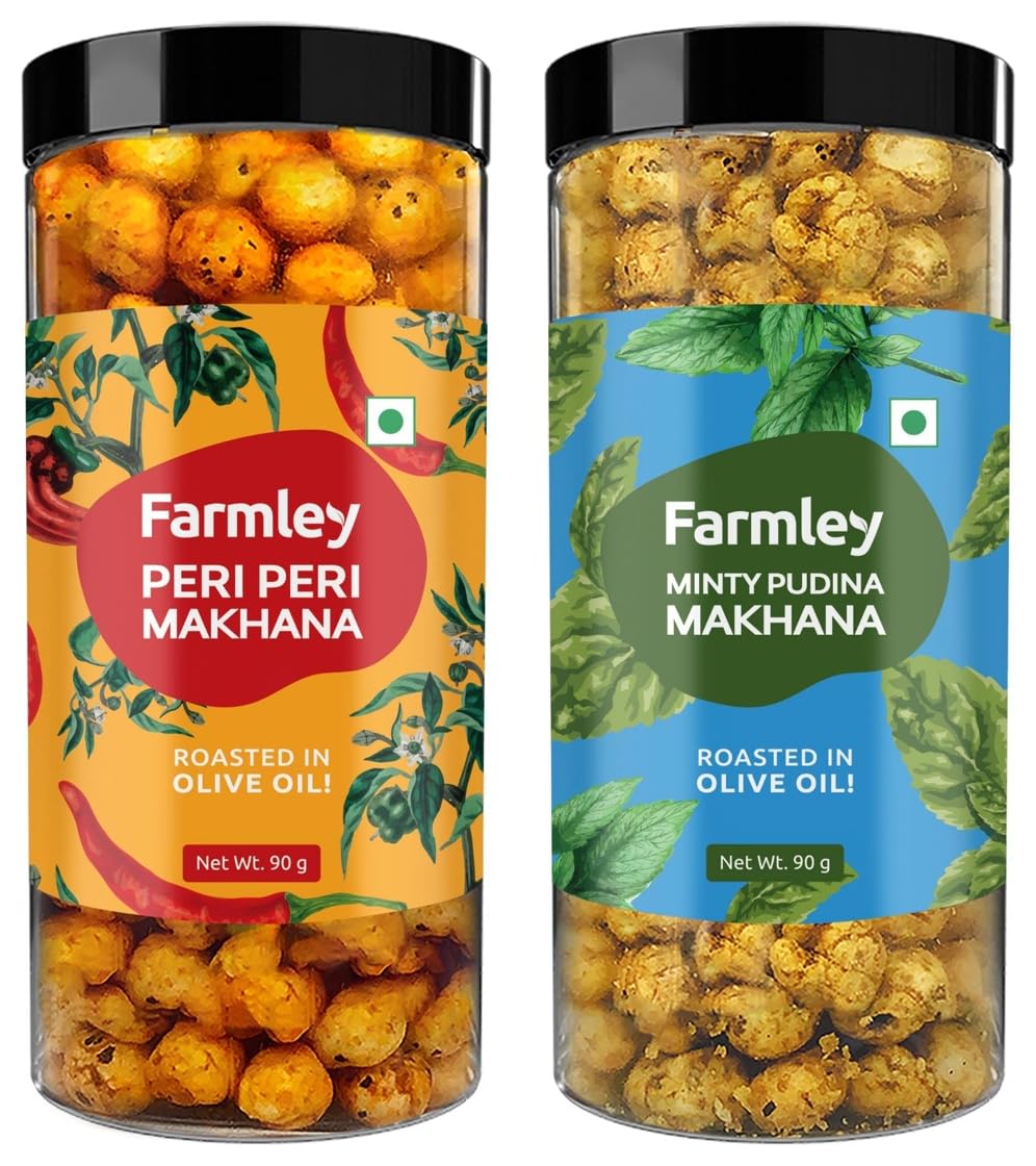 Farmley Roasted & Flavoured Peri Peri Healthy Makhana Snacks 90 gm & Farmley Roasted & Flavoured Minty Pudina Healthy Makhana Snacks 90 gm (B0CDDQ6ZCM) Amazon Price History, Amazon Price Tracker