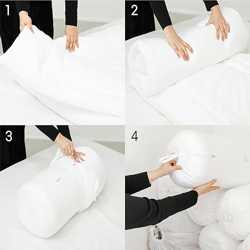 Miniatura 5 de Bolsas de almacenamiento Roll&Stack para edredones, mantas, ropa, armario, organizador de ahorro de espacio debajo de la cama, apilables, a prueba