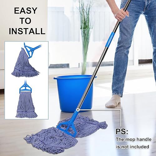 Miniatura 3 de JERIA Paquete de 4 repuestos de cabezales de trapeador resistentes, cabezal de trapeador de cuerda para uso comercial, utilizado para el hogar, la