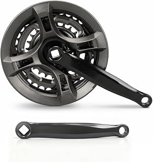 KIMISS Mountain Bike Crankset, MTB Square Tape Crankset with 170mm Arm, 8-speed Black Cranksets for Bikes, High-Carbon Steel 24-34-42T Speed Bicycle, without chainguard | Bicycle Pedal Crank, FC-M311, MTB Square Tape, 8-speed Black Cranksets for Bikes, High-Carbon Steel, without chainguard