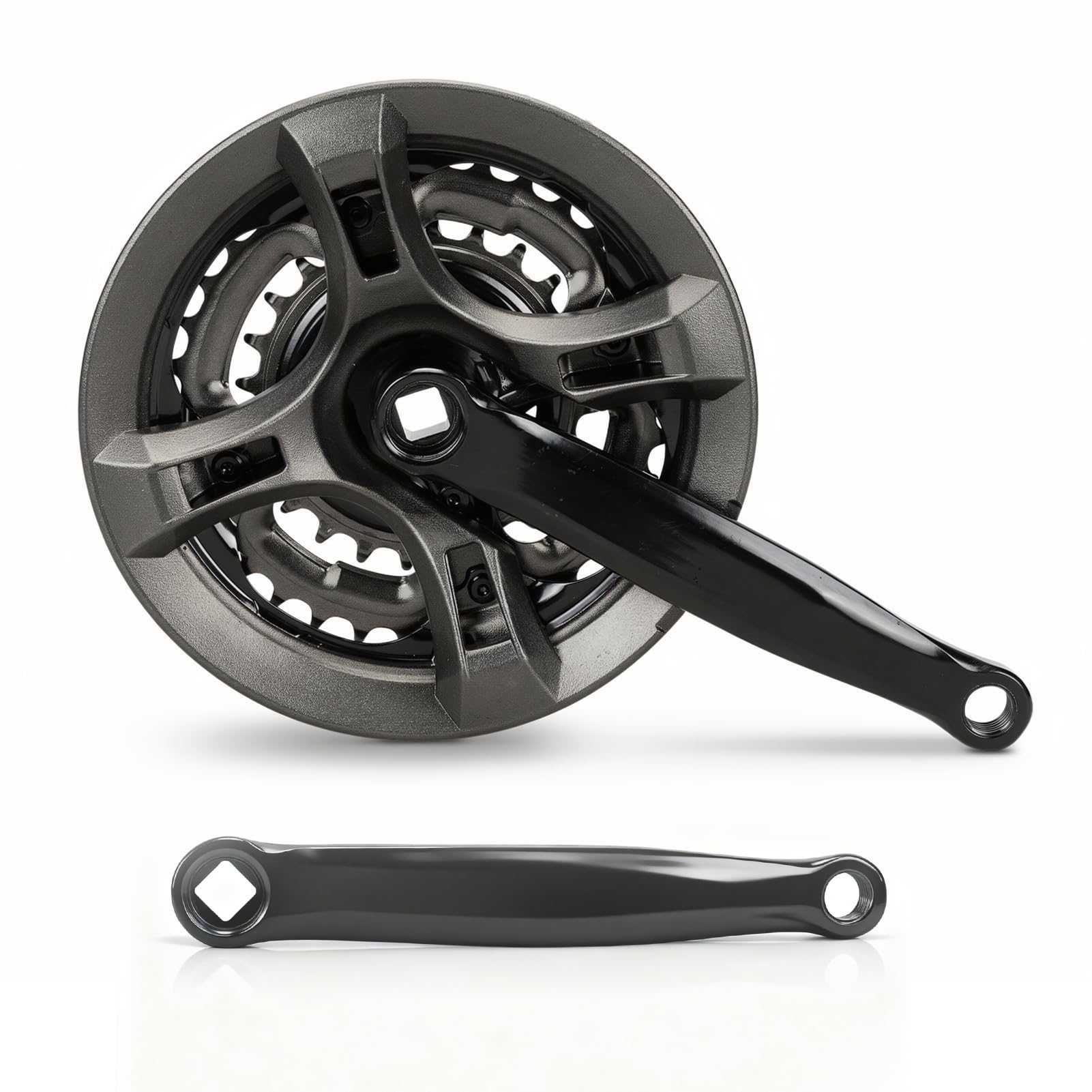 – Mountain Bike Crankset, MTB Square Tape Crankset with 170mm Arm, 8-speed Black Cranksets for Bikes, High-Carbon Steel 24-34-42T Speed Bicycle, without chainguard