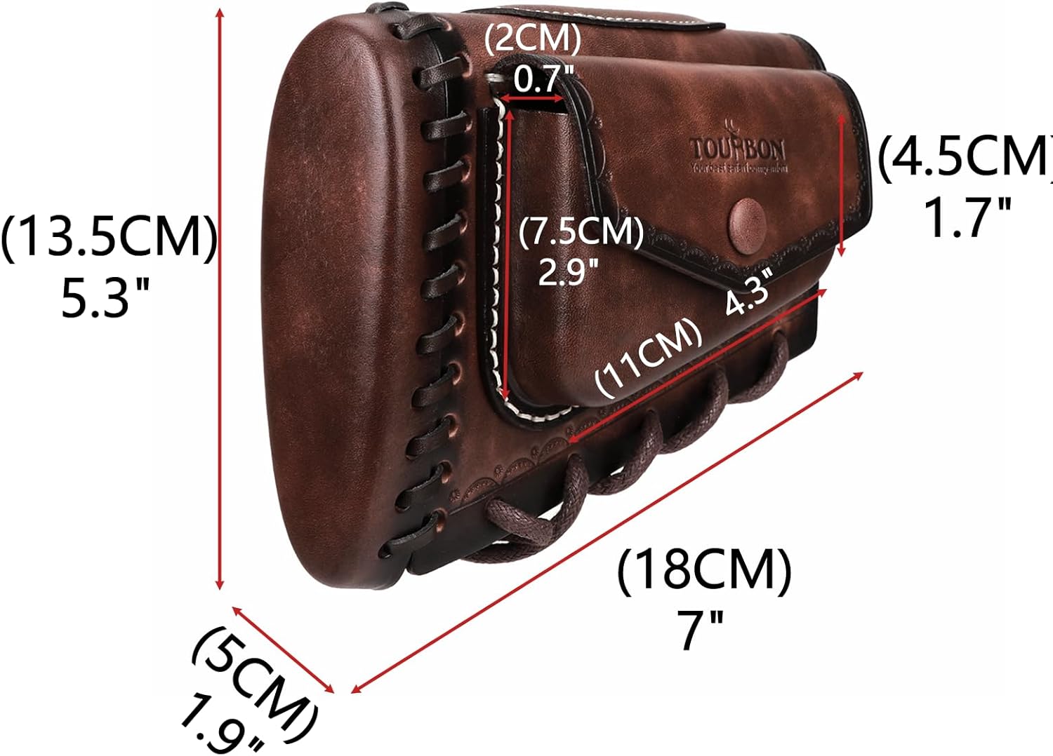 Tourbon Leather Rifle Stock Protective Holder Slip on Recoil Pad Cheek Rest Riser with Cartridges Pouch