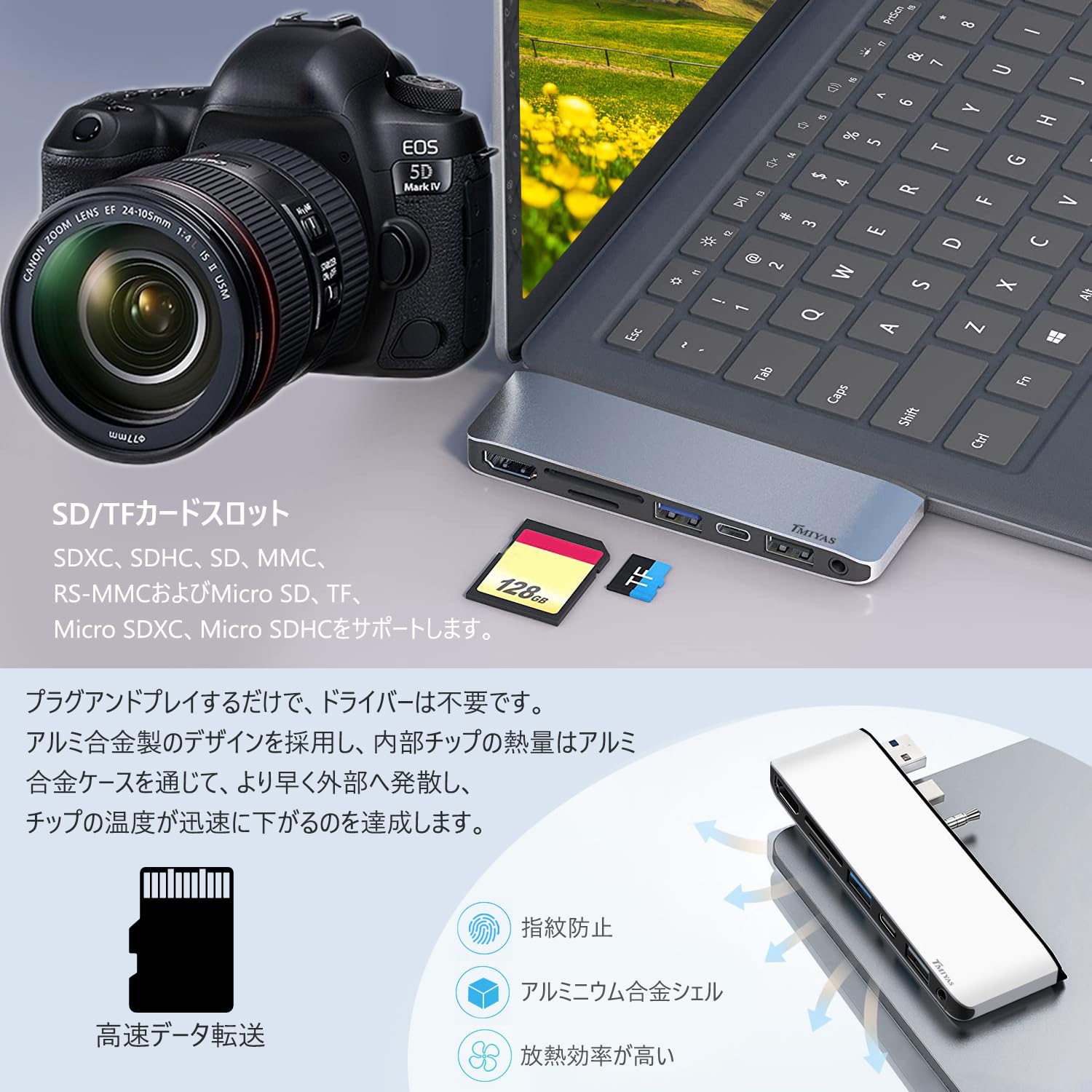 Amazon | Microsoft Surface laptop 2/laptop 1 専用 USBハブ 4K HDMI