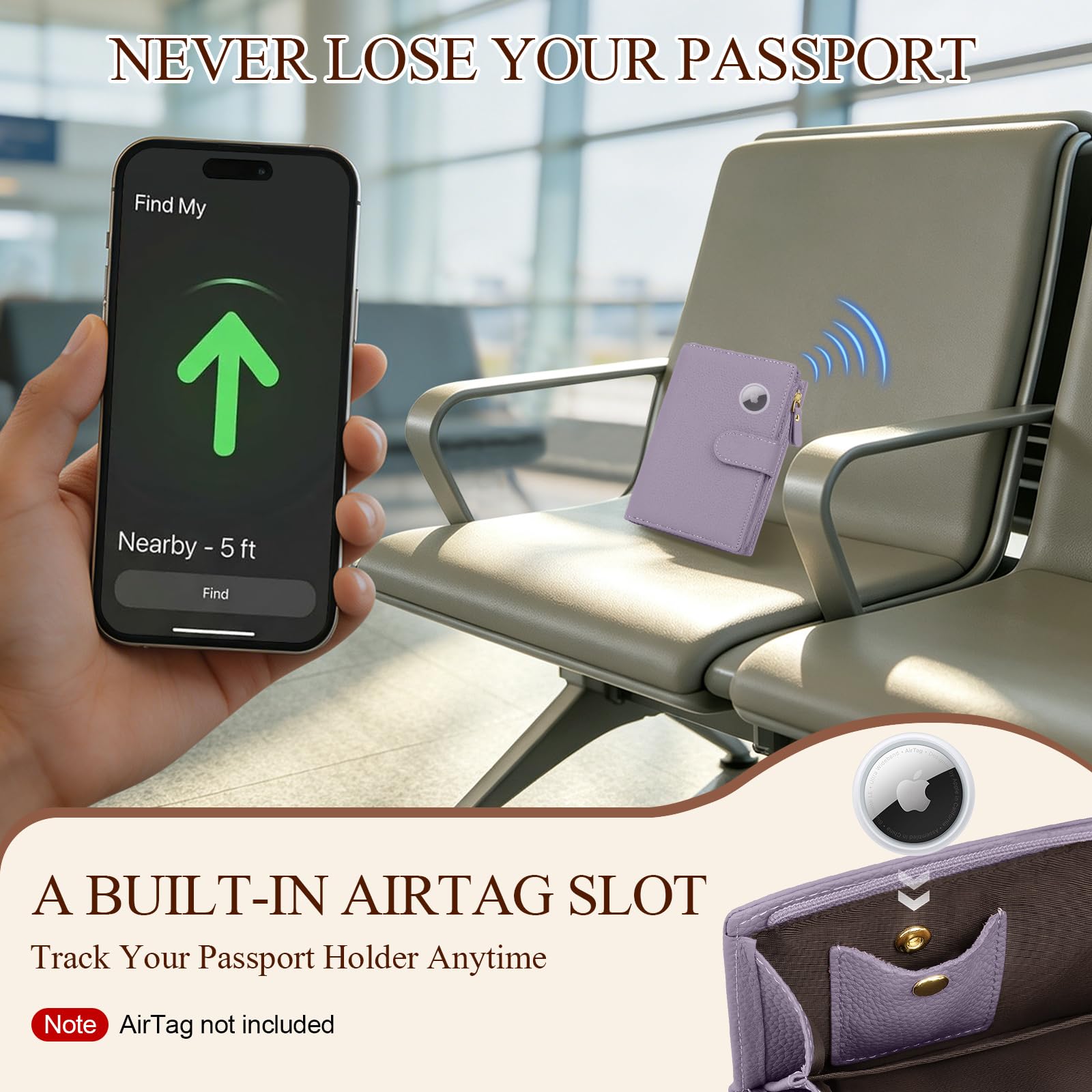 TEUEN Porta passaporto per viaggio RFID blocco passaporto portafoglio da