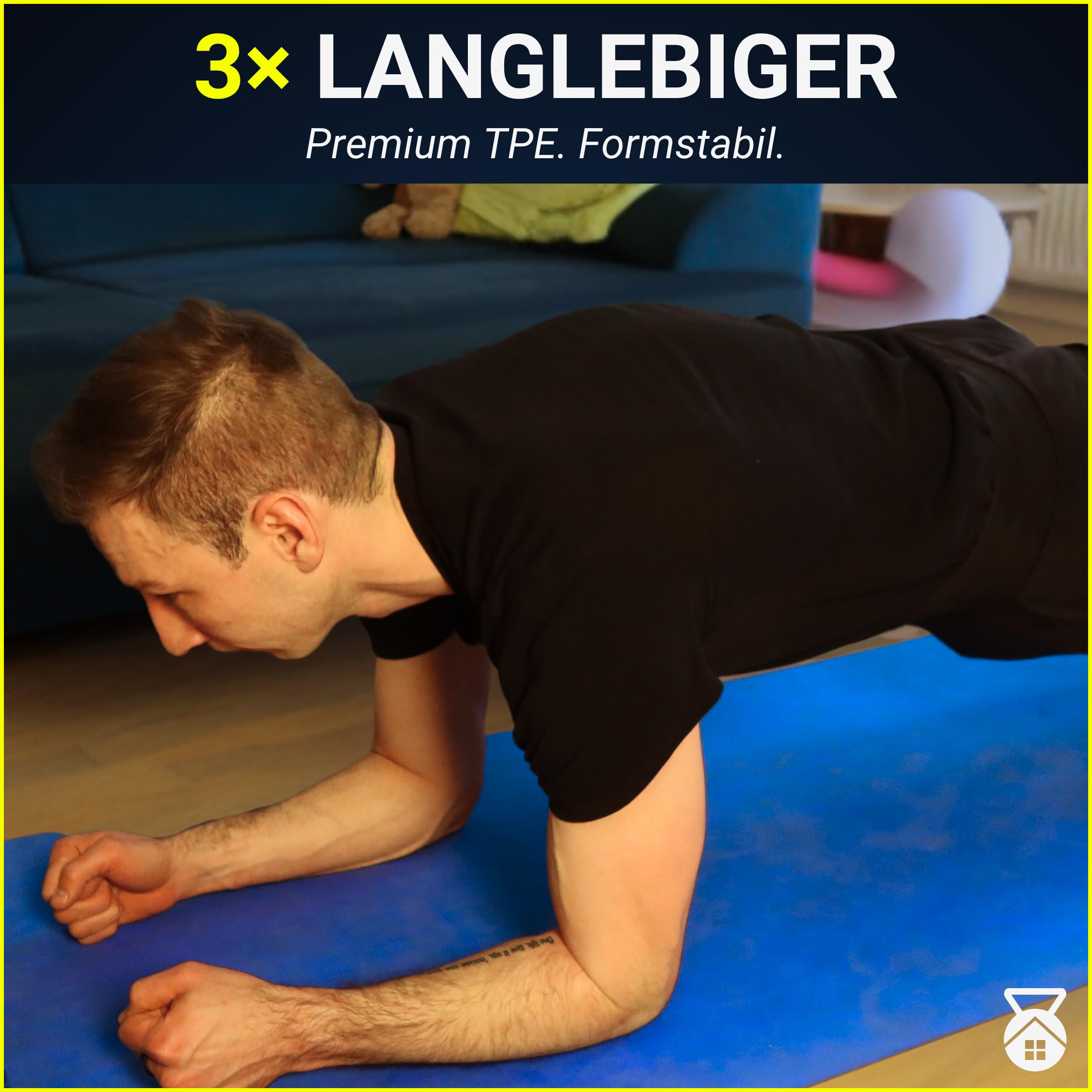 Fitnessmatte 200cm extra lang rutschfest – Yogamatte & Sportmatte XL 2m groß aus Premium TPE für Home Workout & Gymnastik | Trainingsmatte für Zuhause mit Tragegurt – HOMELETIXX