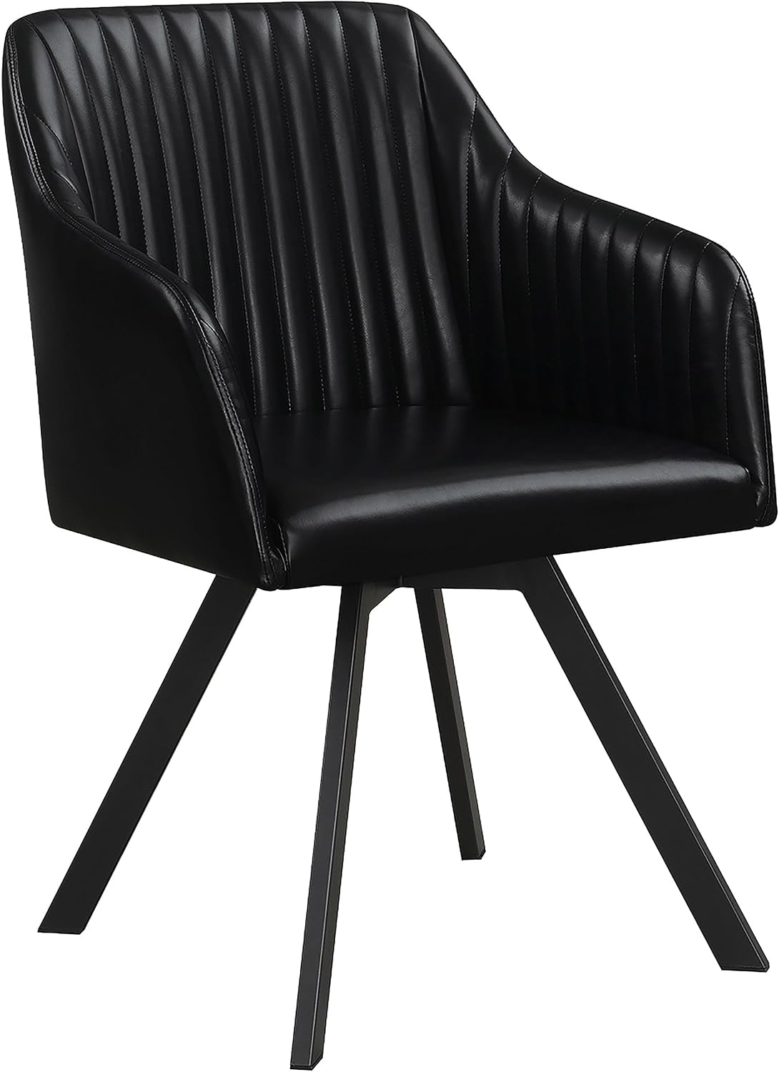 Coaster Home Furnishings - Arika - Leatherette Dining Arm Chair - Swivel Base, Tufted Back, Sloped Arms, Upholstered Seat - Mid-Century - Dining Room and Kitchen - Black - 193372BLK