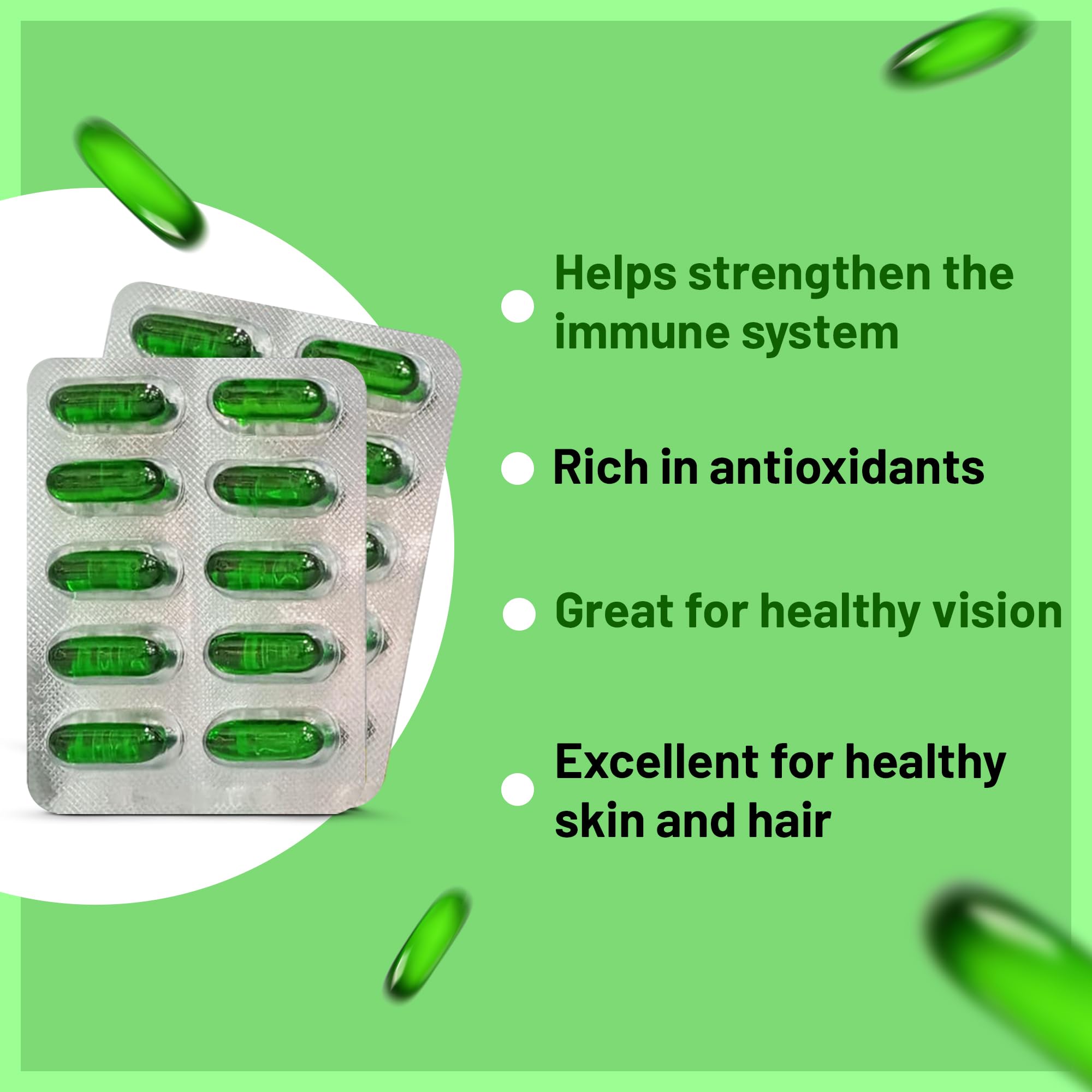 Healing Pharma - Evibrook 400 mg Vitamin E Capsule for Face, Skin and Hair | Vitamin E Supplements for Men and Women - 10 Caps x 4 Strip — Amazon image 2