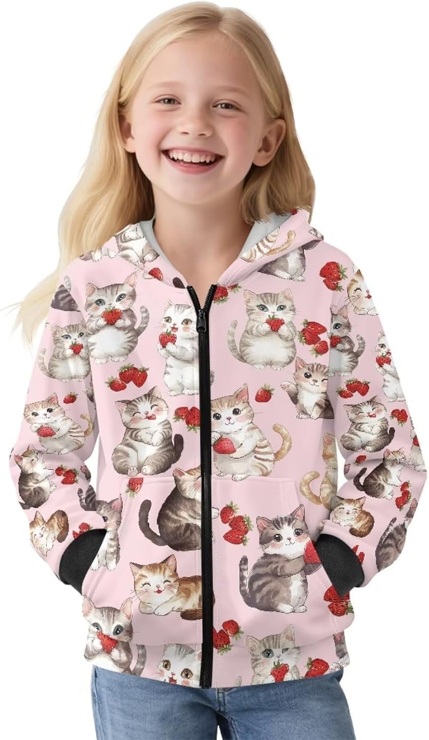 Trending Kids Clothes Size 6-16 Girls Hoodies Warm Fleece Hooded Jackets Outwear